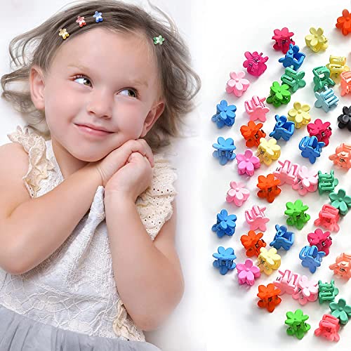 20 Pcs Colorful Mini Hair Claw Clips for Baby & Toddler Girls - Flower Style Hair Clamps for Thin Hair, Decorative Bun Accessories (Multicolor) - Perfect for School, Parties & Daily Hairstyling