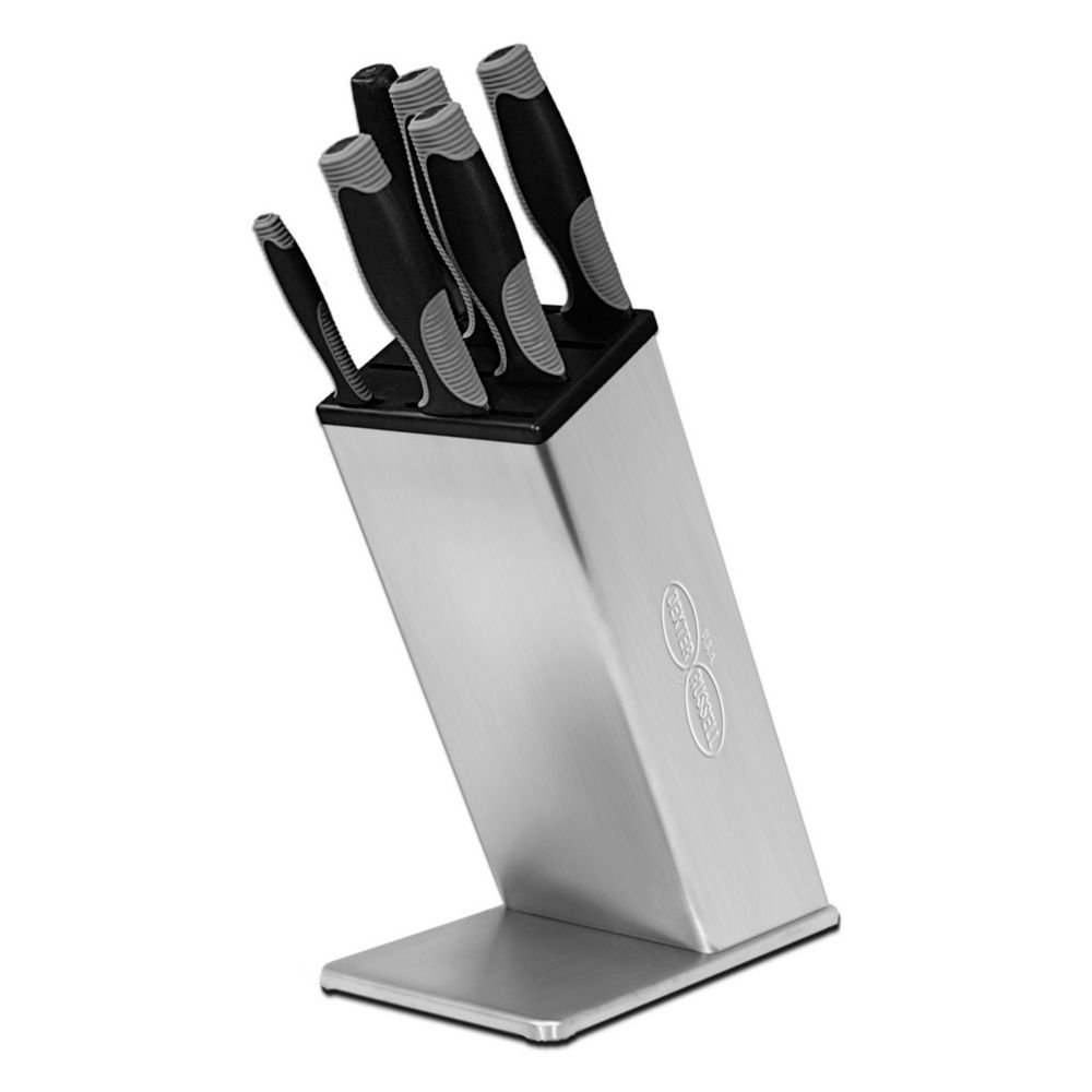 6-Piece Stainless Steel Knife Block Set - Premium Kitchen Knife Storage Organizer for Chefs & Home Cooks - Perfect for Countertop, Drawer, or Cabinet Organization