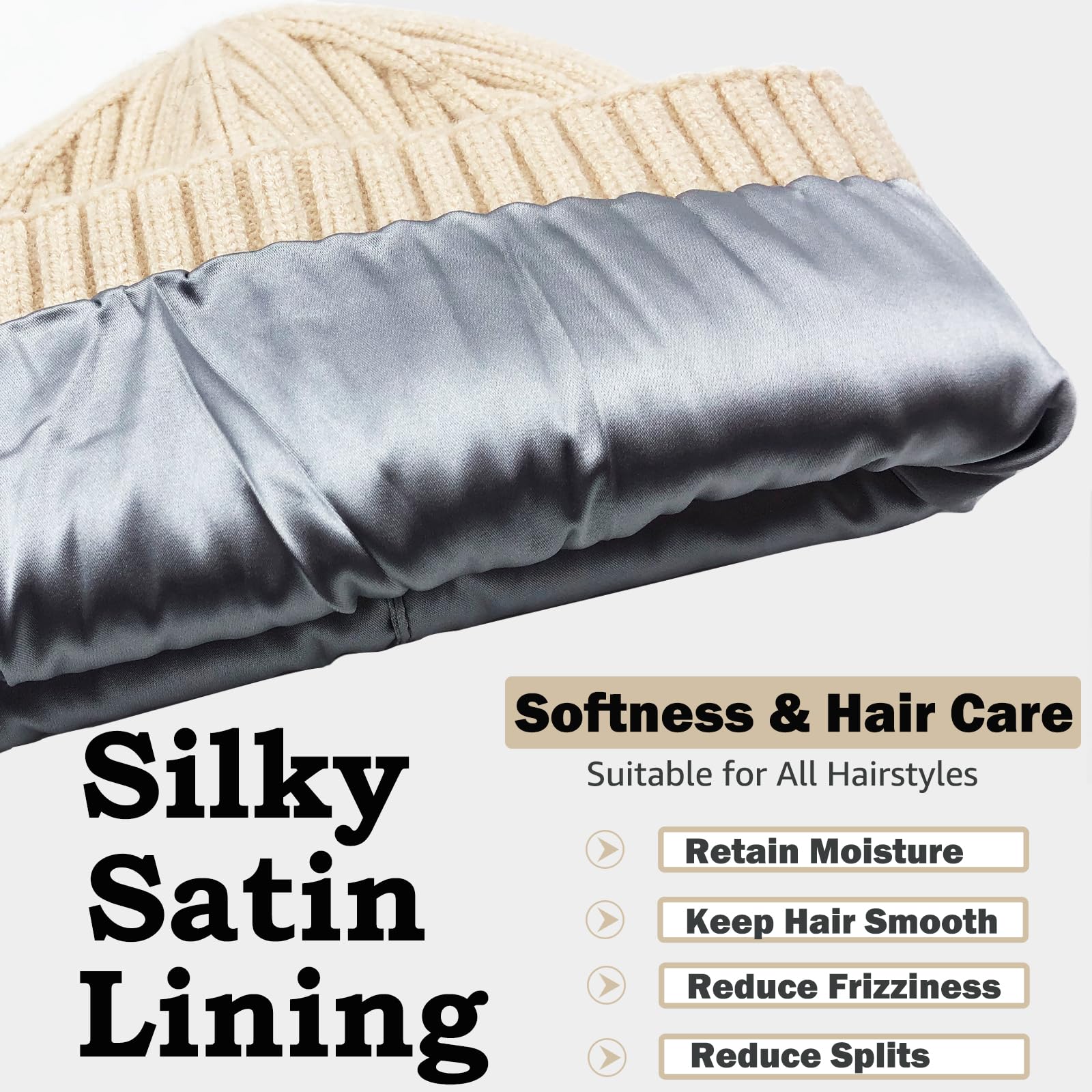ROYBENS Unisex Wool Knit Beanie with Satin Lining - Warm Winter Hat for Men & Women, Soft Cuffed Skull Cap, Fisherman Style - Perfect for Outdoor Activities, Skiing, Snowboarding and Cold Weather Protection