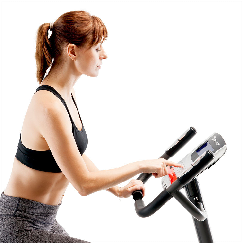 Marcy ME 702 Magnetic Upright Exercise Bike - Quiet Home Gym Equipment for Cardio Workouts | Perfect for Small Spaces & Indoor Cycling Training