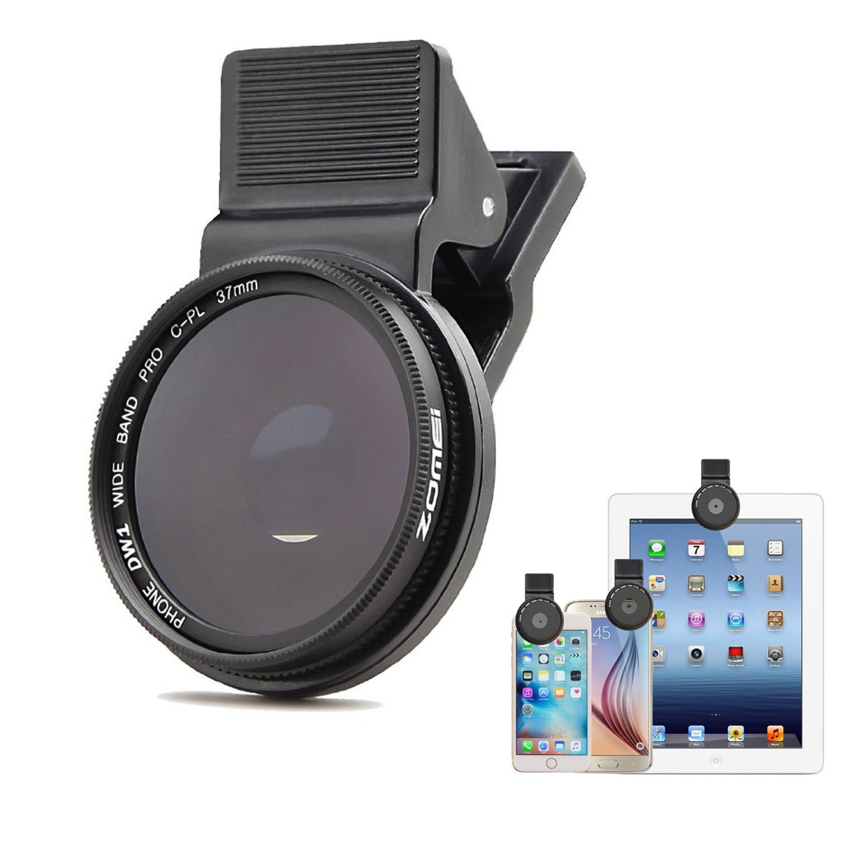 ZoMei Flycoo 37mm Circular Polarizer Lens Filter for iPhone 6s Plus 7, Samsung Galaxy S8 & Android Smartphones - Professional CPL Camera Filter for Mobile Photography, Perfect for Travel, Landscape & Outdoor Shooting
