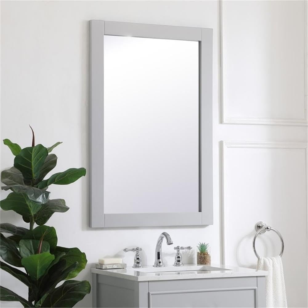 Elegant Gray Wood Frame Bathroom Mirror 36