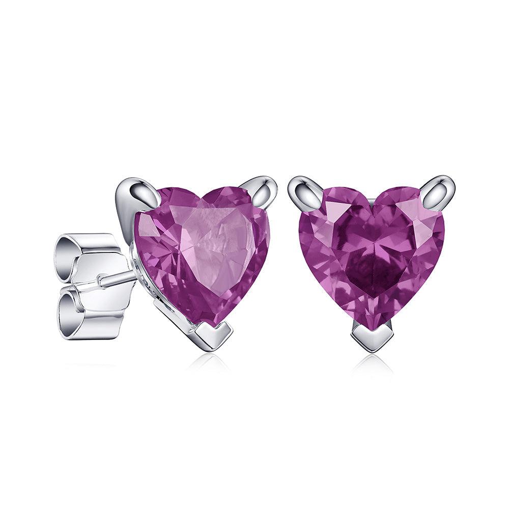 1 CT Heart Shaped Birthstone Stud Earrings - Genuine Gemstone Jewelry for Women, Perfect Gift for Anniversary, Valentine's Day & Mother's Day - Elegant Everyday Wear & Special Occasion Accessories
