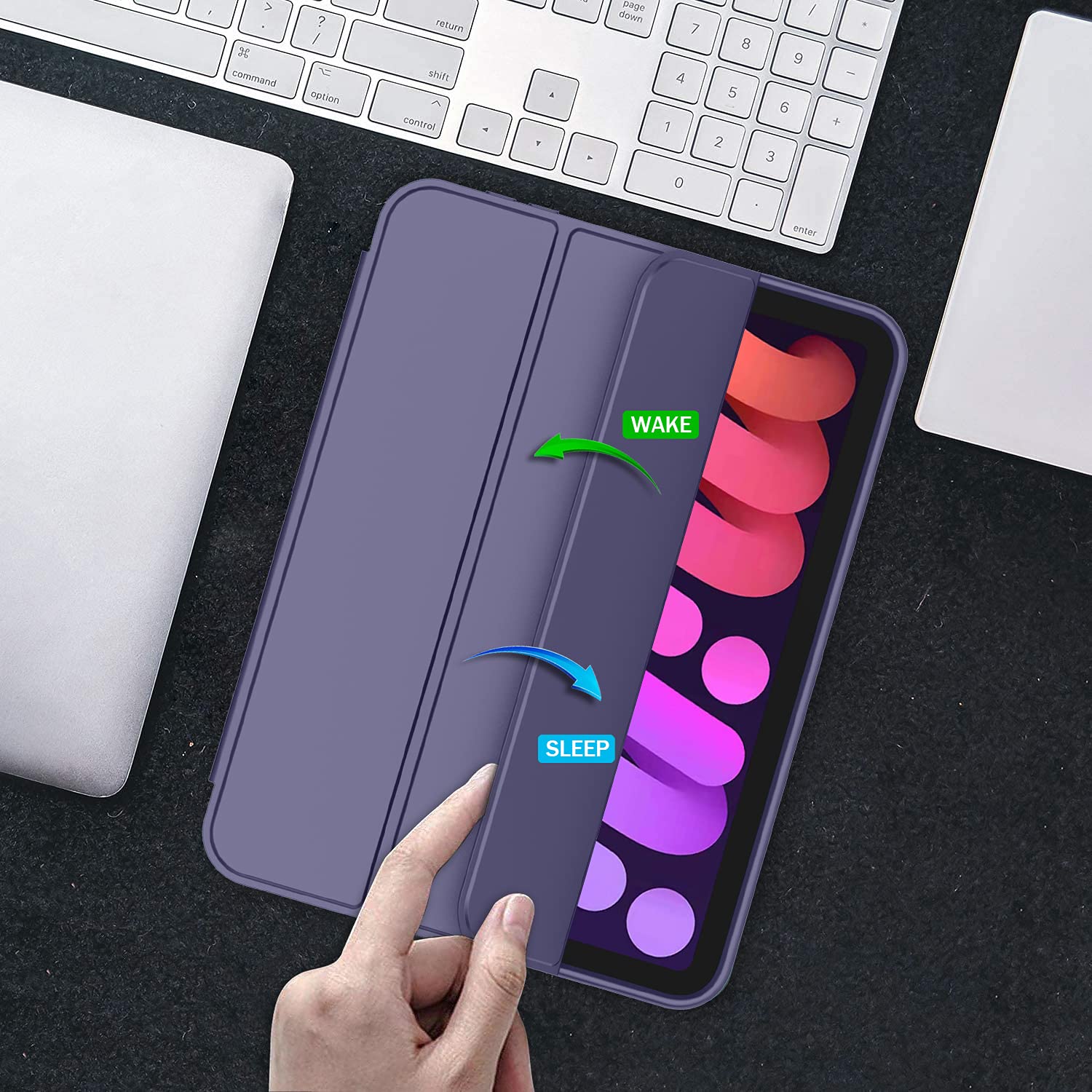 Premium iPad Mini 7 Case 2024 (A17 Pro) & iPad Mini 6 Case (8.3-Inch 2021 Model) - Trifold Stand Smart Cover with Pencil Holder & Soft TPU Back in Lavender | Perfect for Work, School, Travel & Everyday Protection