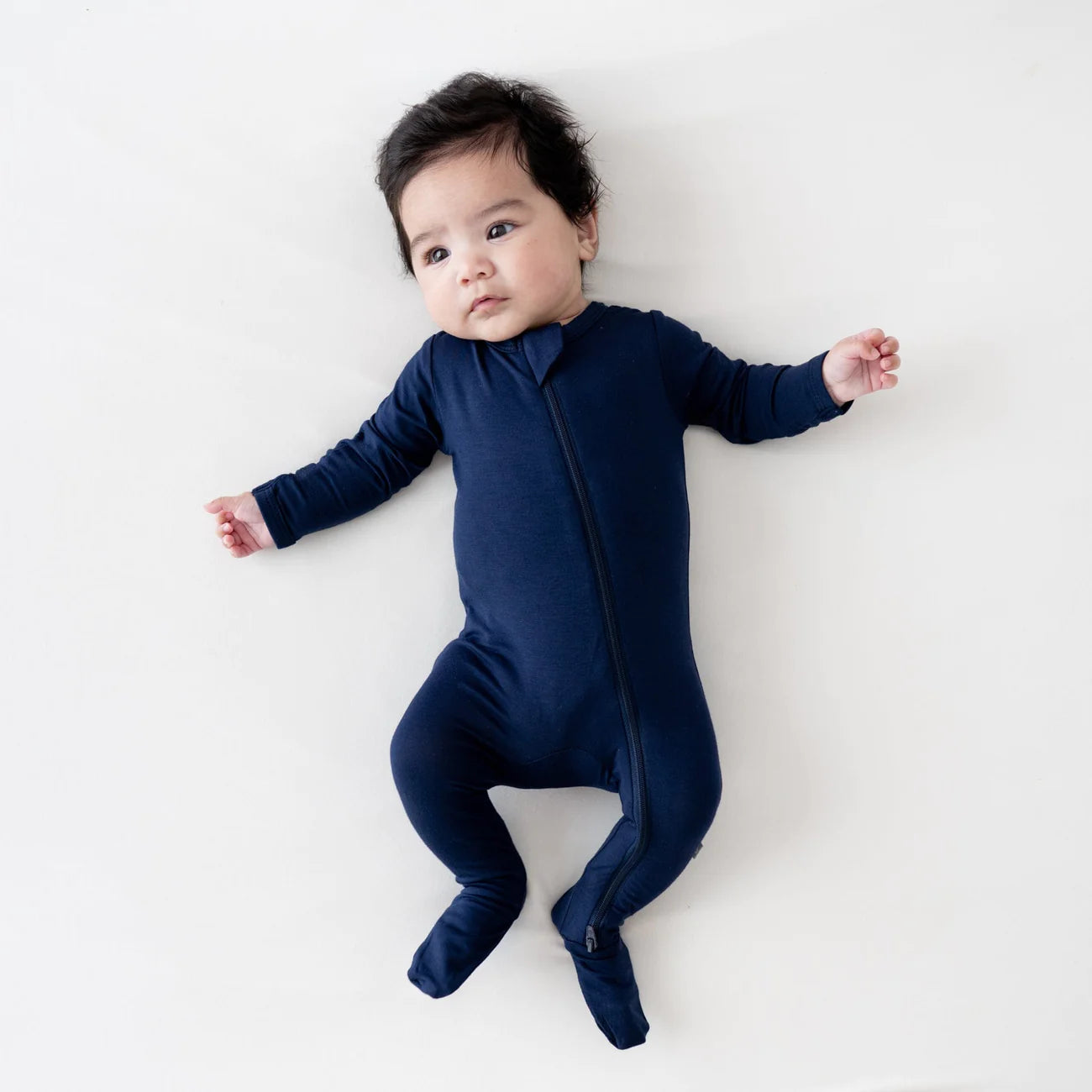 Kyte Baby Zippered Footie Pajamas - Soft Organic Cotton Sleepsuit for Infants & Toddlers - Navy Blue - Perfect for Nursery, Bedtime & Lounging