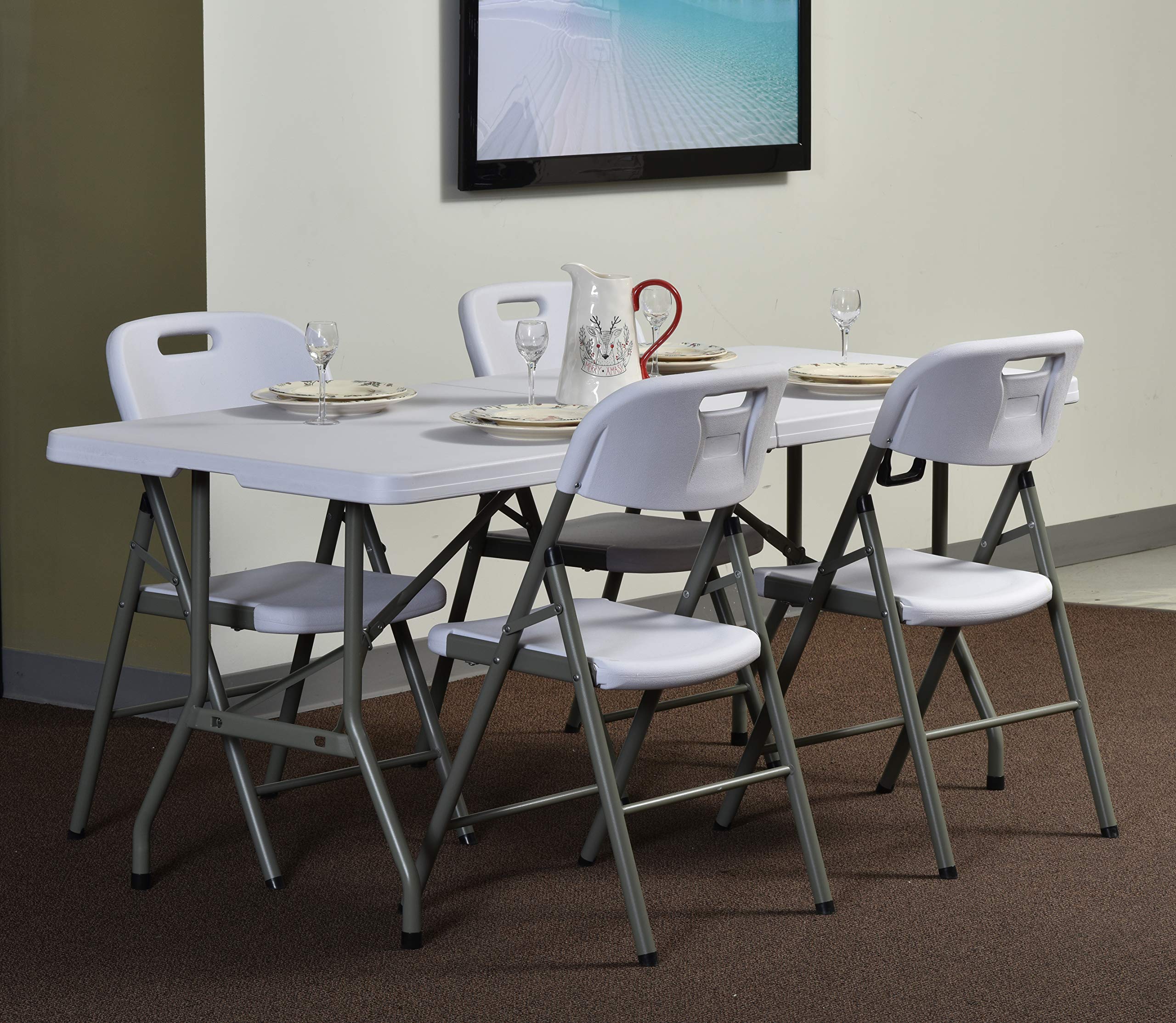 Sandusky Lee PT7230-WV2 6-Foot Commercial Folding Utility Table - White, 29