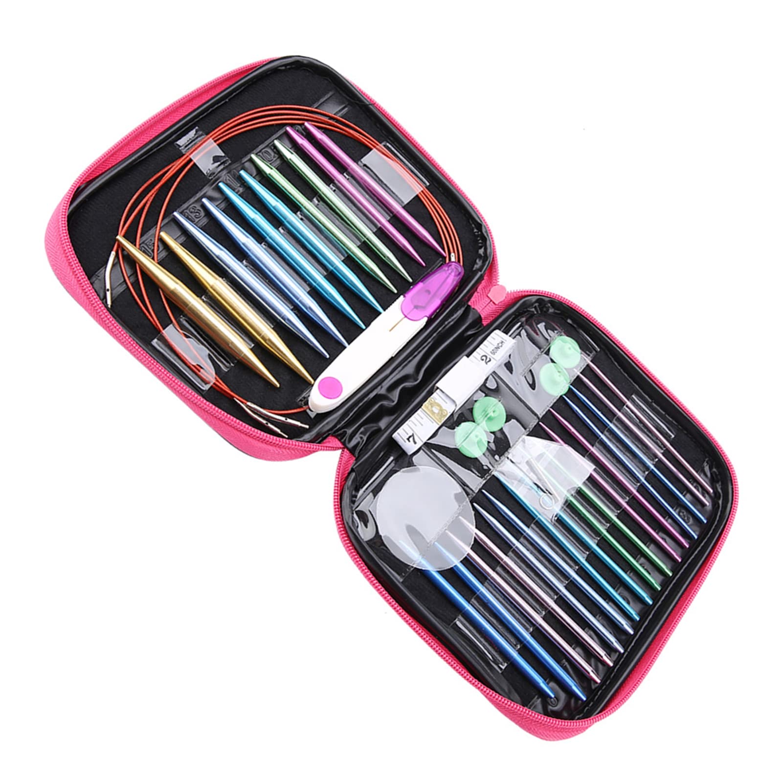 4Pcs Aluminum Circular Knitting Needles Set - Durable Knitting Tools for Crochet, Socks, Hats & Sweaters - Perfect for DIY Home Sewing & Craft Projects