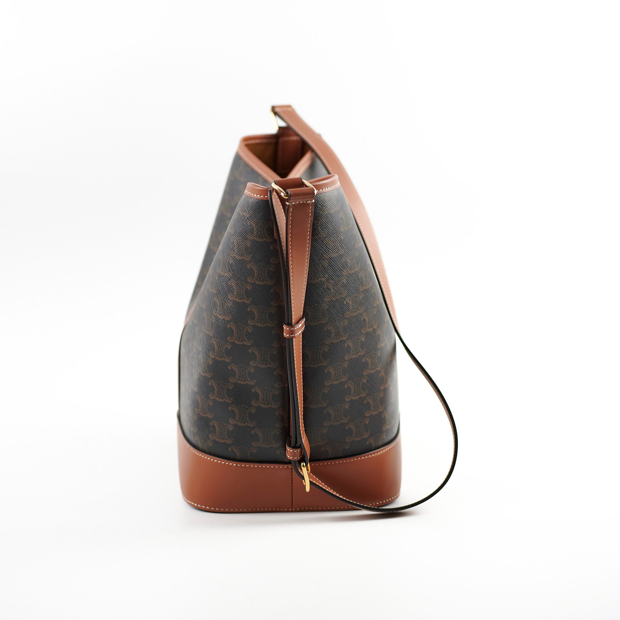 Celine Medium Bucket Bag in Triomphe Canvas & Calfskin Leather - Stylish Shoulder Bag for Women, Perfect for Work, Travel and Everyday Use