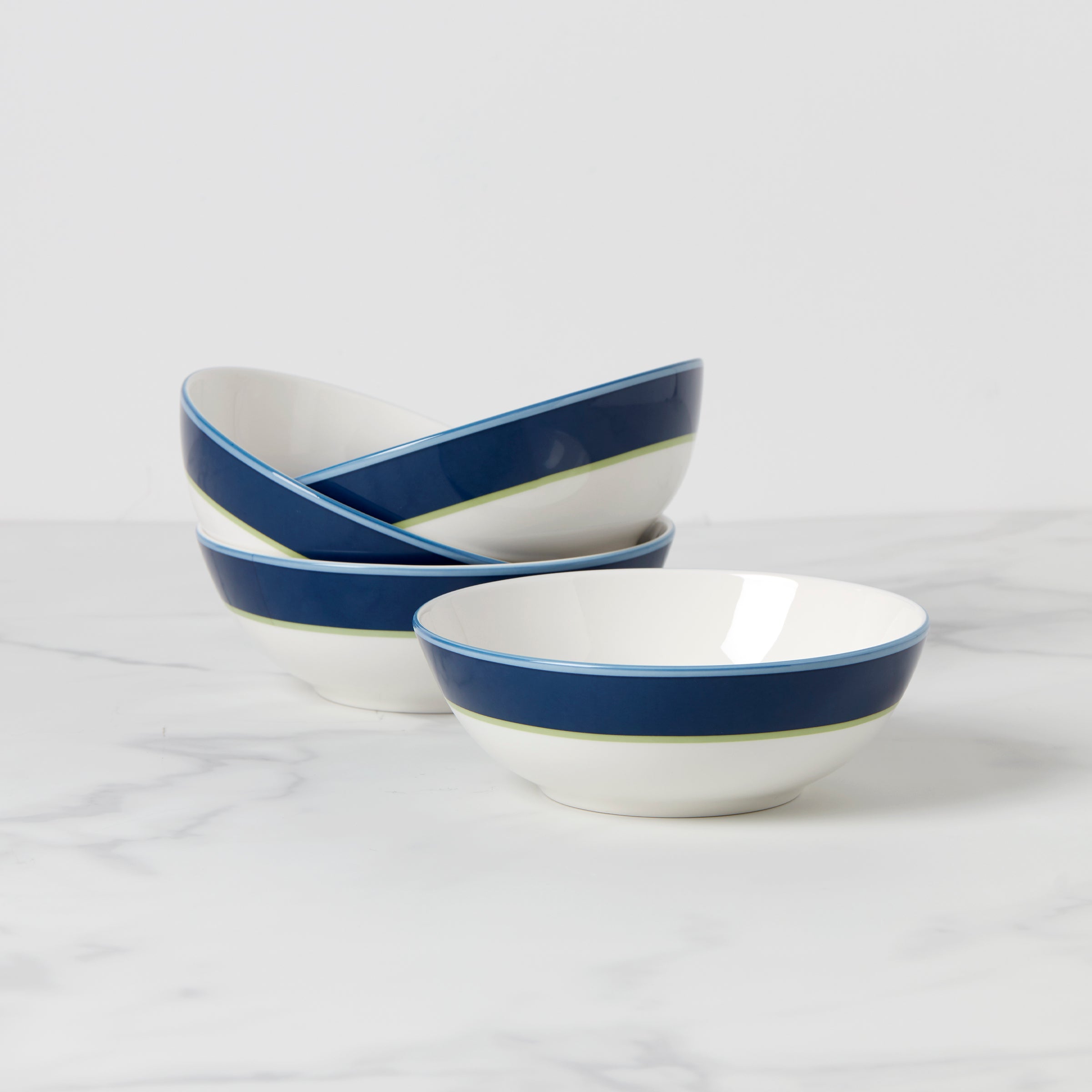 Make It Pop All Purpose Bowls Set of 4 - Navy & Green Mixing Bowls for Kitchen, Serving, Salad, Snacks & Food Prep