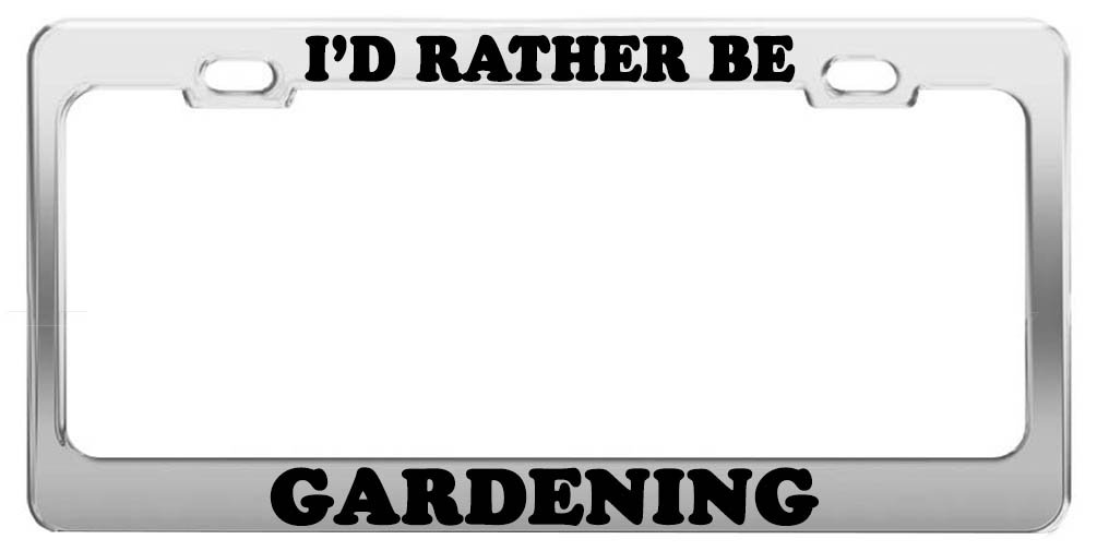 Funny Gardening License Plate Frame - 'I'd Rather Be Gardening' Car Tag Holder - Unique Car Accessories Gift for Garden Lovers - Perfect for Outdoor Enthusiasts & Plant Lovers