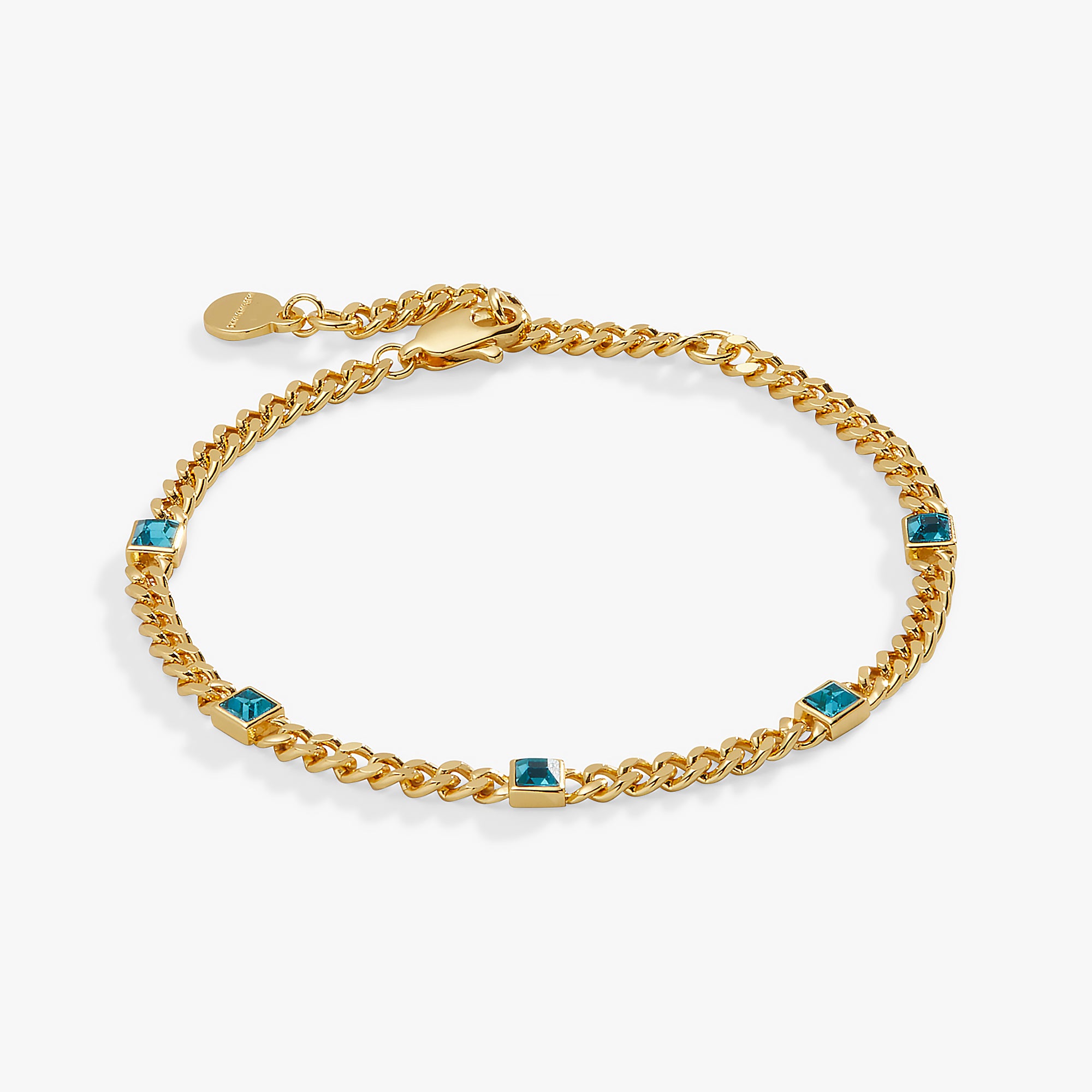 December Birthstone Blue Zircon Curb Chain Bracelet for Women - Elegant Sterling Silver Jewelry Gift for Christmas, Birthday & Anniversary | Perfect for Party, Wedding & Everyday Wear