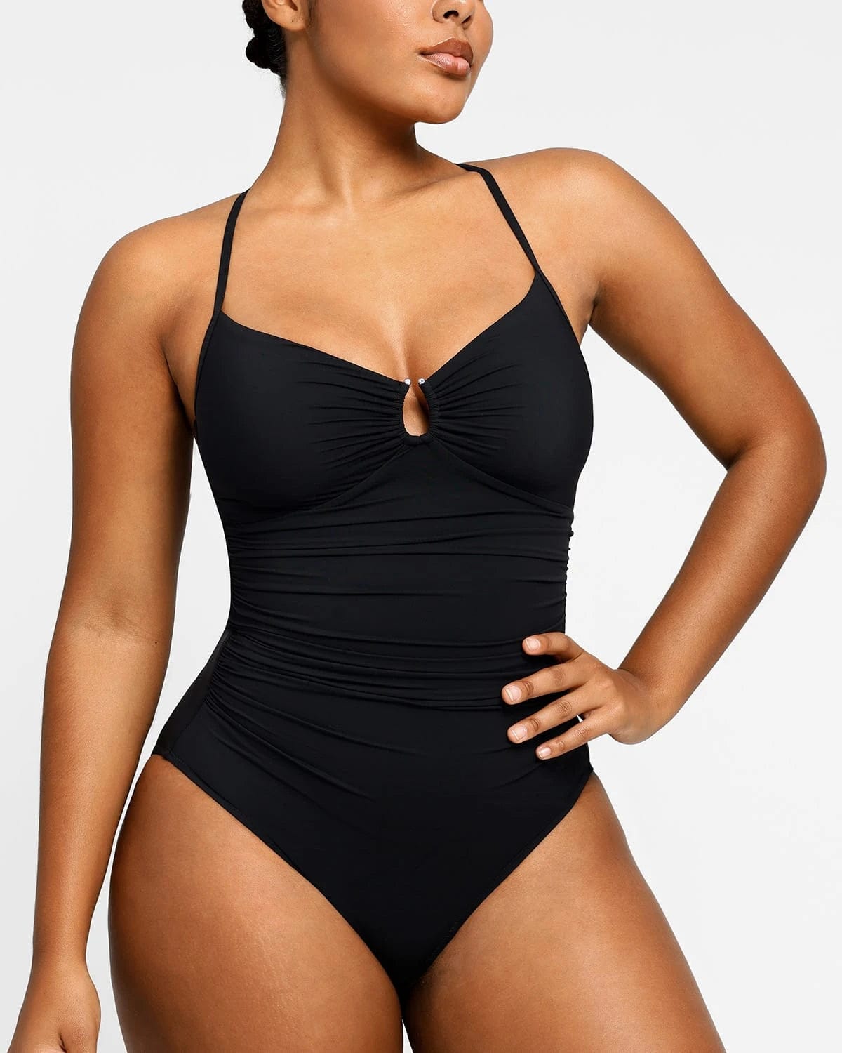 Smart Sculpt U Ring Cut Out Shaping Swimsuit - Sexy High Waist Tummy Control Bathing Suit for Women - Perfect for Beach, Pool, and Vacation