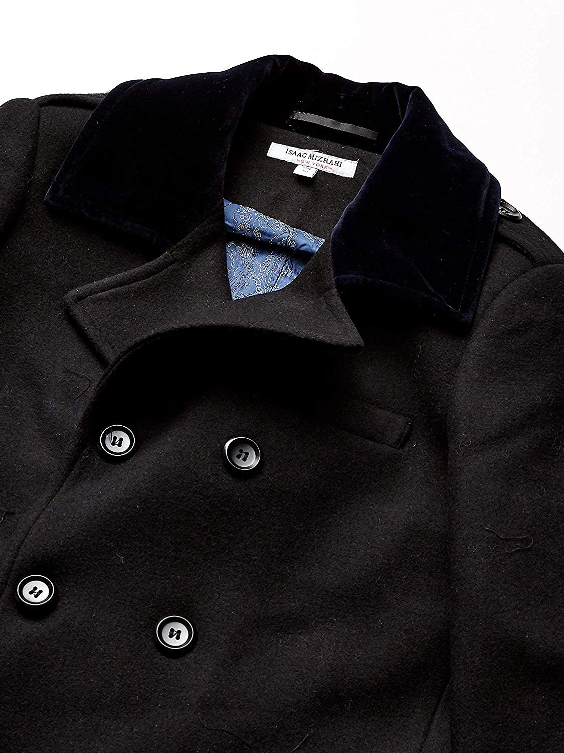 Isaac Mizrahi Boys' 2-20 Velvet Collar Quilt-Lined Wool Blend Peacoat Coat - Warm Winter Jacket for School, Church & Special Occasions