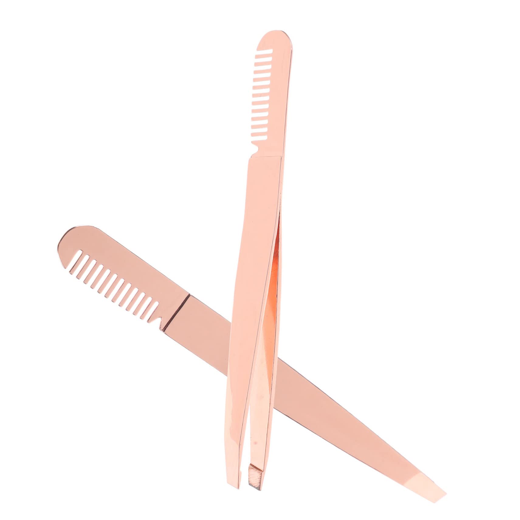 FRCOLOR 2-Piece Professional Eyelash Extension Tweezers Set - Stainless Steel Facial Hair & Eyebrow Tweezers with Lash Comb - Perfect for Eyelash Extensions, Makeup Removal & Wig Application (Ideal for Salons, DIY Beauty & Home Use)