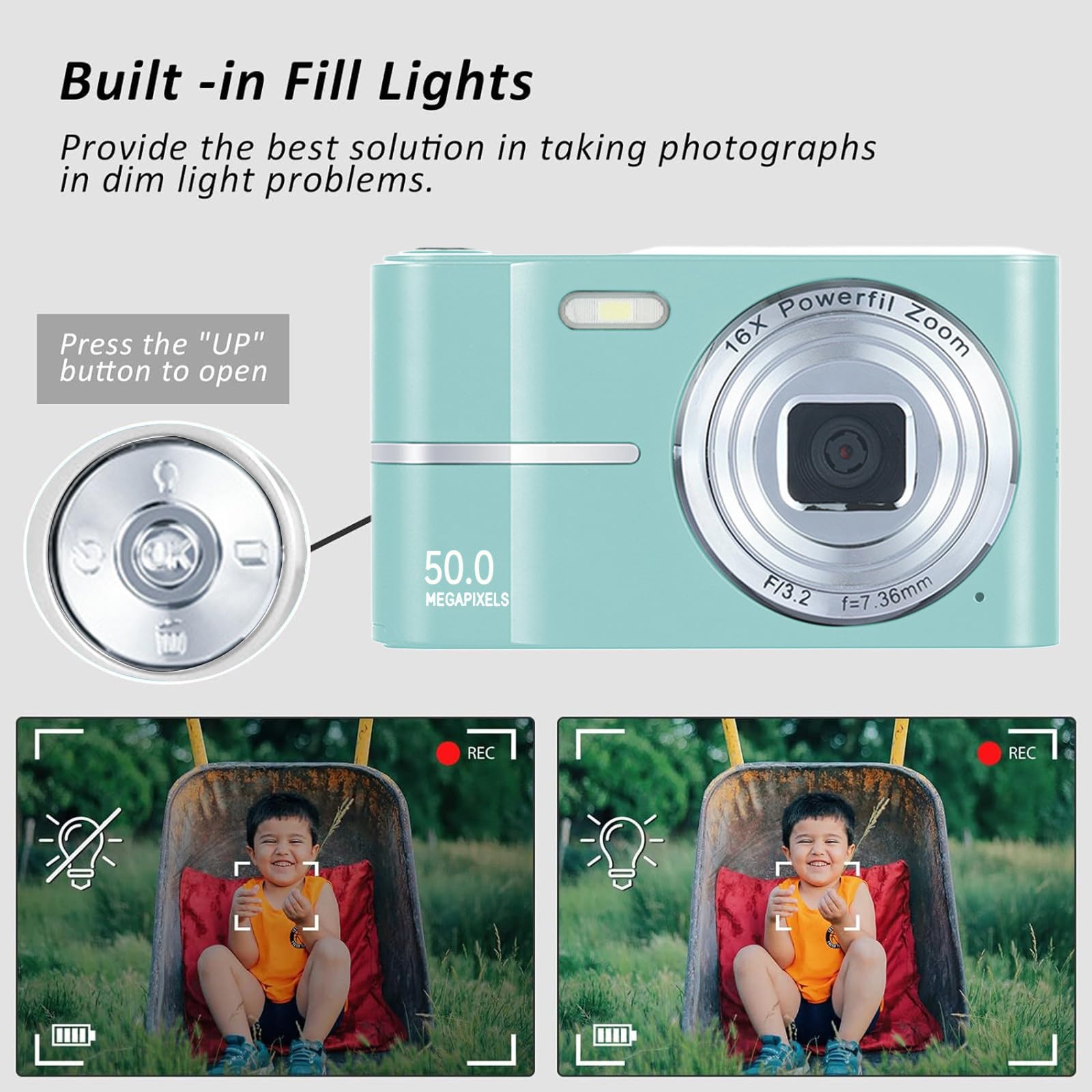 4K HD Digital Camera with 50MP Photos & 16x Zoom - Anti-Shake, Easy to Use, Perfect for Travel, Vlogging & Gift Giving