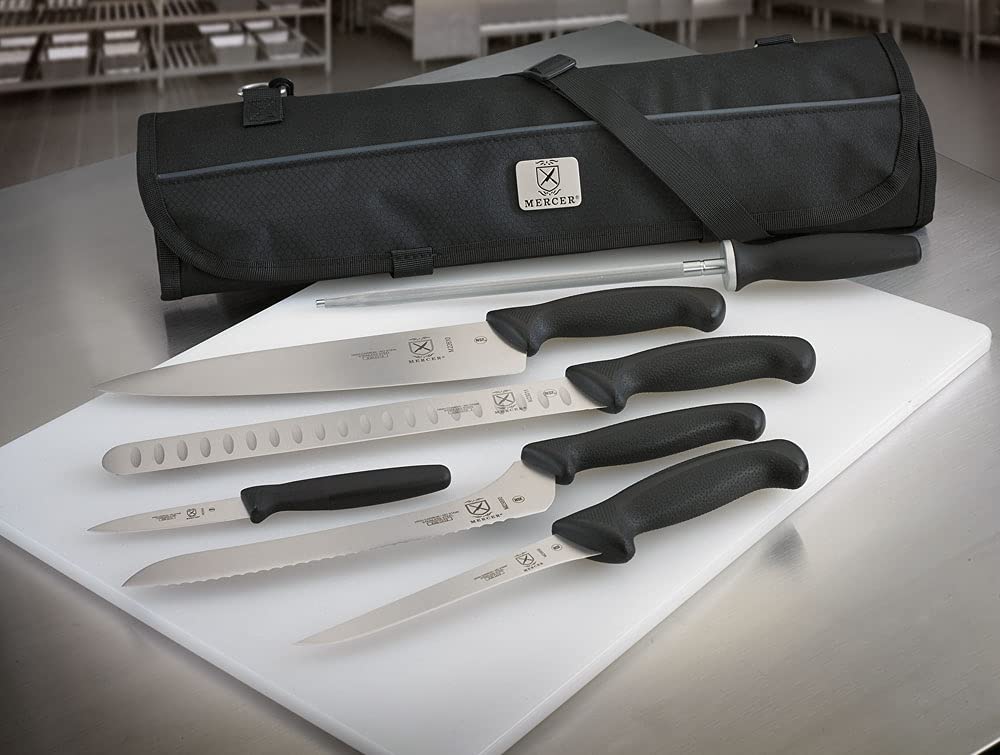 **Mercer Culinary Millennia 7-Piece Knife Roll Set – Professional Chef Knives with Storage Case – Perfect for Home Cooks & Professional Chefs – Ideal for Kitchen, Culinary School & Catering**