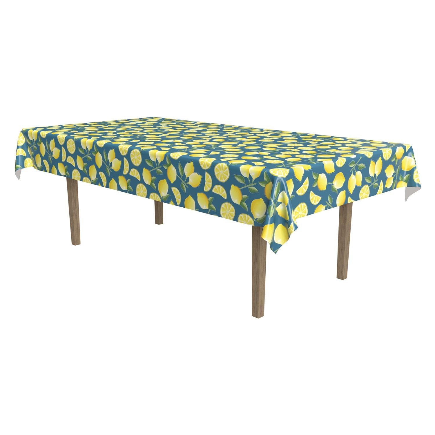 12 Pack Beistle Lemon Party Table Covers - Colorful Lemon Print Disposable Tablecloths for Summer BBQs, Picnics & Birthday Parties