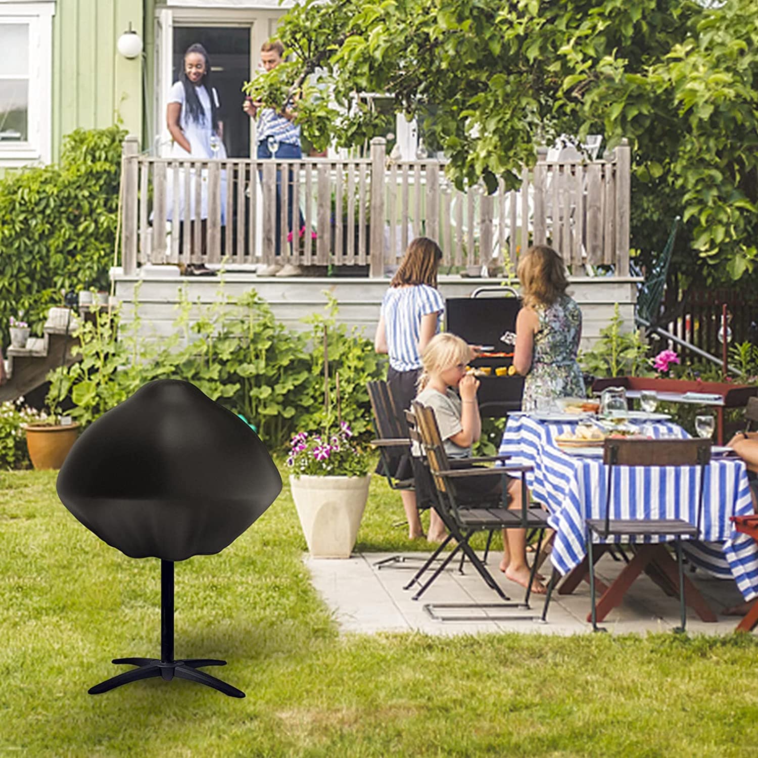 George Foreman GFO201R 12-Serving Indoor/Outdoor Electric Grill Cover - 24x10x17 Inch Waterproof BBQ Grill Protector for Rectangular Grills - Perfect for Patio, Backyard, and Camping Use