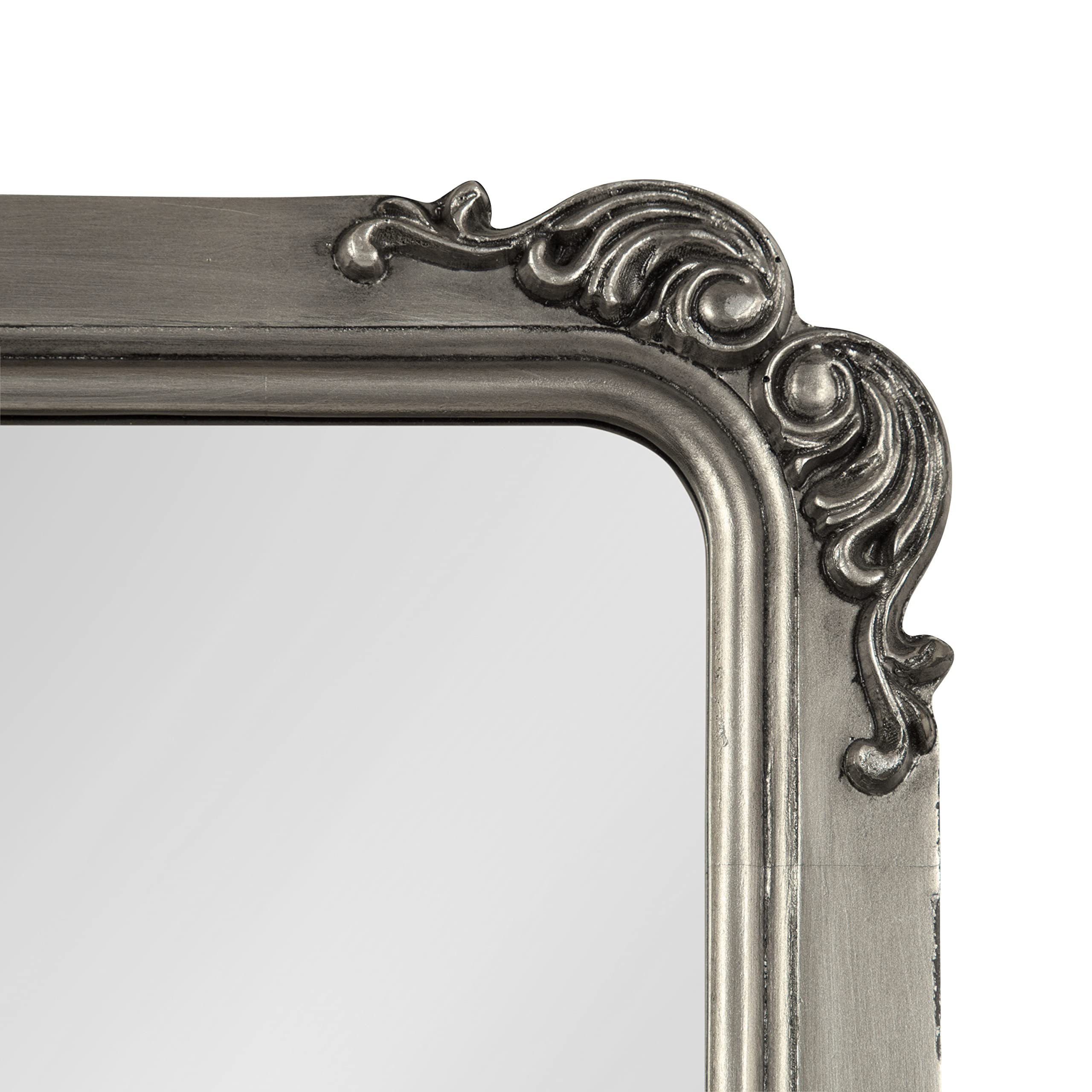 Kate and Laurel Ivette Traditional Ornate Wall Mirror - 25x35 Inches Silver Baroque Style Rectangular Mirror with Metal Frame & Elegant Garland Detail - Perfect for Living Room, Bedroom, Entryway & Bathroom Decor
