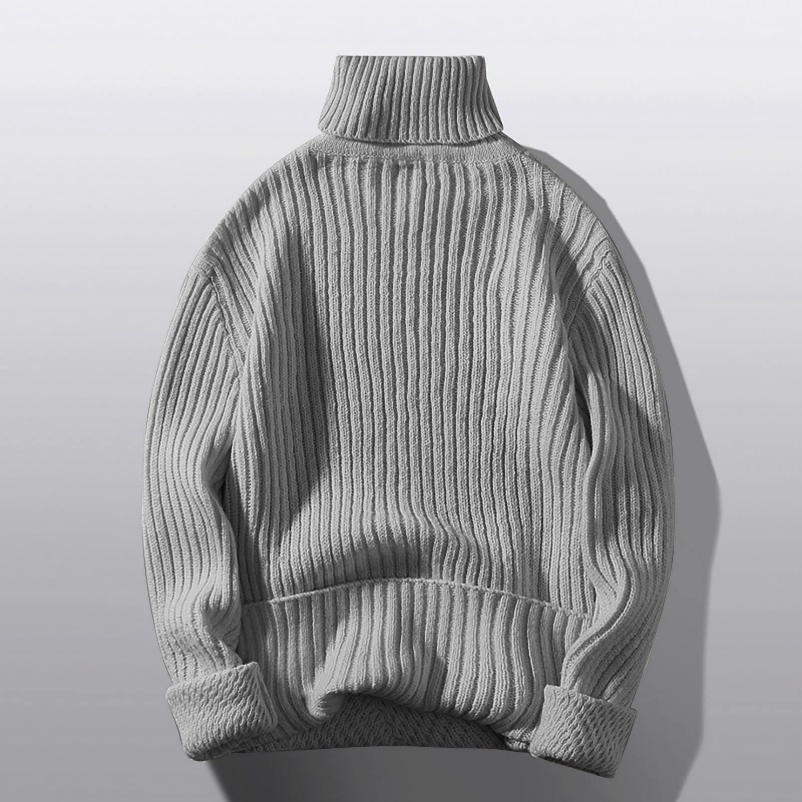 Men's Fashion Turtleneck Sweater - Casual Loose Fit Winter Pullover with Cable Knit Design | Long Sleeve Warm Sweater for Office, Date Night & Holiday Outfits