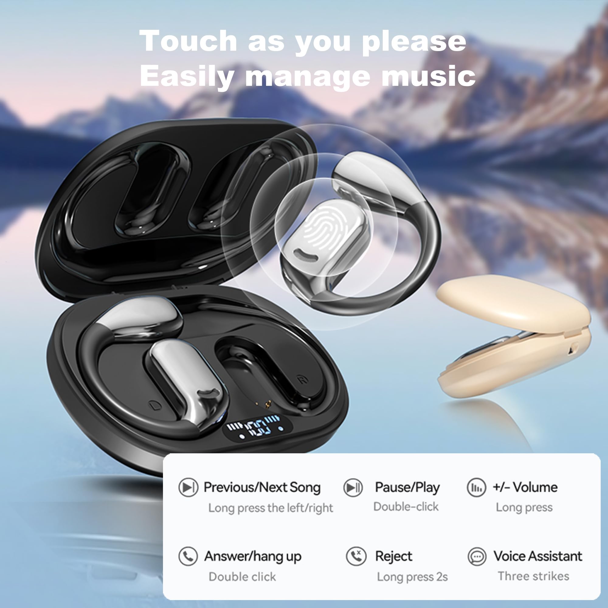 AI Translation Earbuds Wireless Bluetooth - Real-Time 3-in-1 Language Translator with Two-Way Open Ear Design, HD Sound & Noise Canceling - Perfect for Travel, Business Meetings & Multilingual Conversations