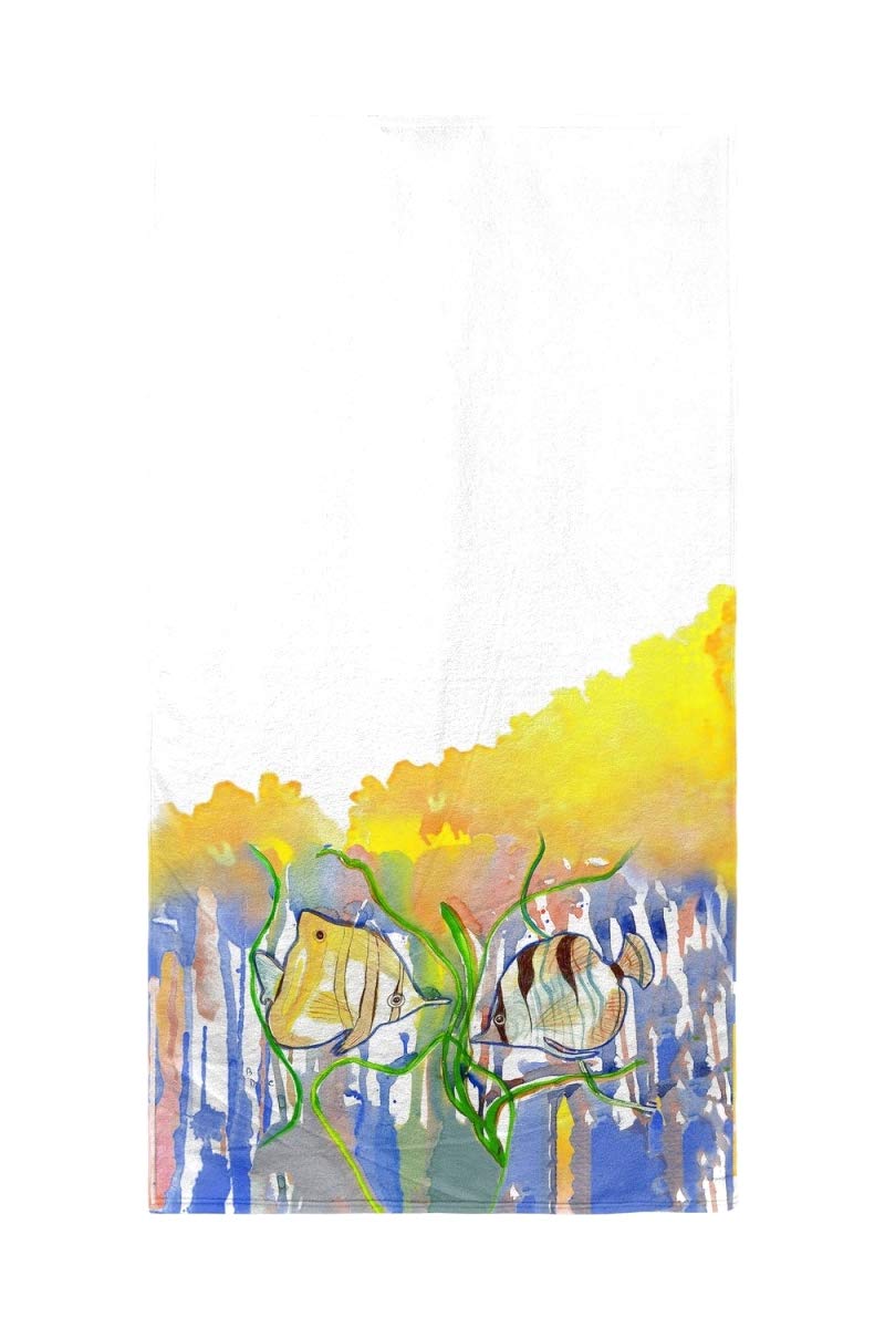 Betsy Drake Angel Fish Beach Towel - Large Soft Quick-Dry Towel for Pool, Beach, Travel & Yoga - Cute Tropical Fish Design