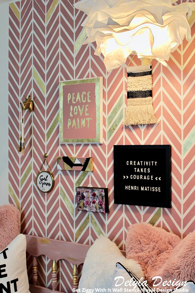 Ziggy Wall Stencil - Reusable DIY Home Decor Template for Creative Painting & Wall Art - Perfect for Bedrooms, Living Rooms & Kids' Rooms