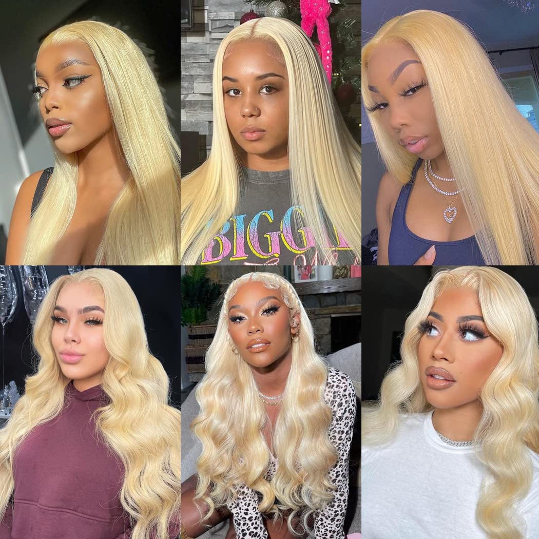 13x4x1 Lace Front Human Hair Wig - 24 Inch Straight Brazilian Virgin Hair T-Part Lace Wig for Women | Natural Blonde Lace Frontal Wig for Daily Wear, Parties & Special Occasions