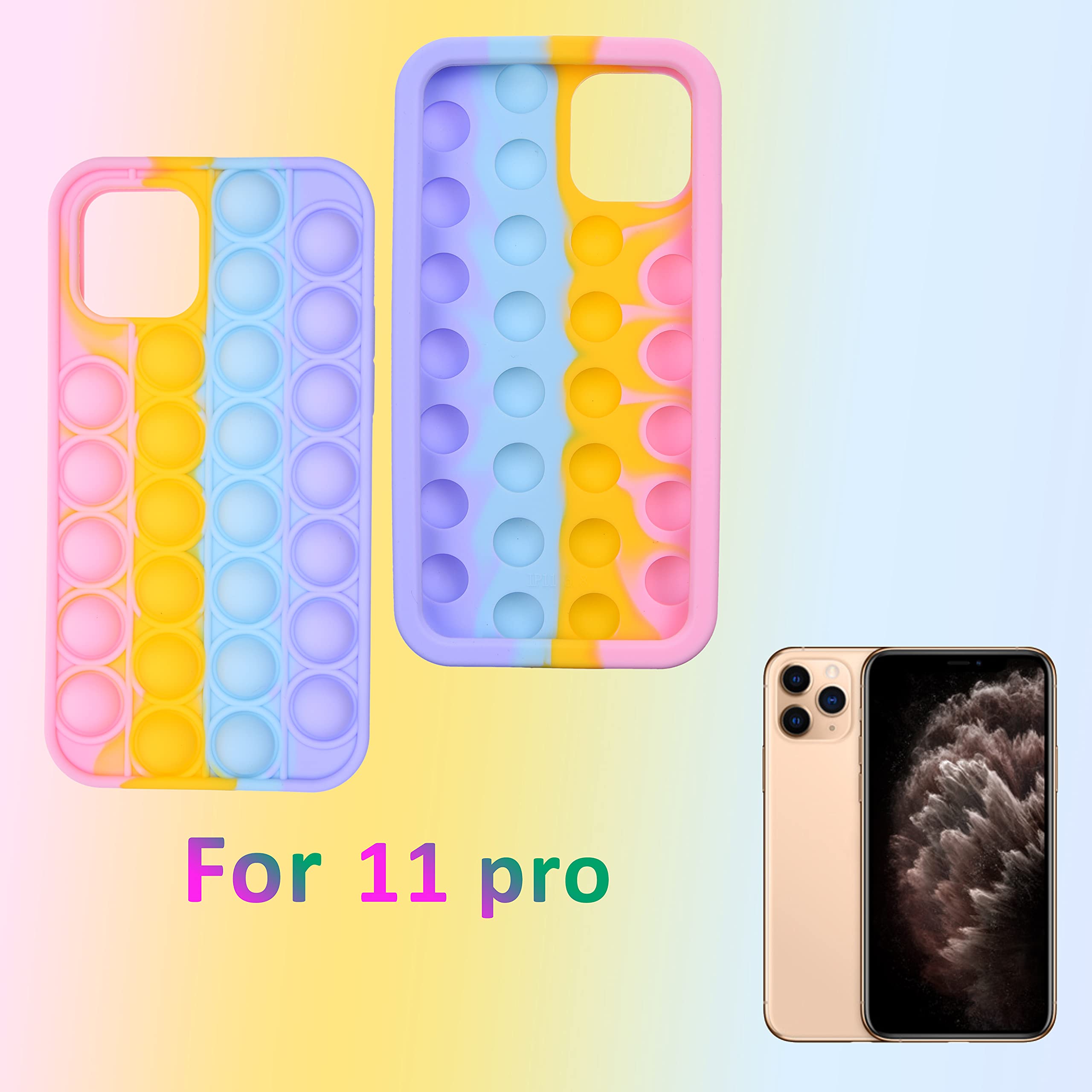 Kare & Kind iPhone 11 Pro Push Bubble Case - Rainbow for Kids & Teens Play