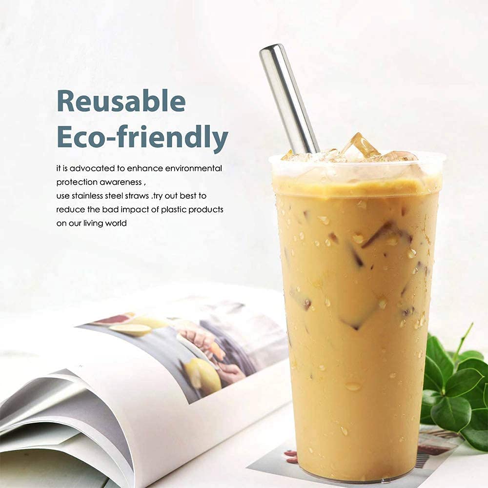 ALINK Reusable Metal Boba Straws - 2 Pack with Brushes & Case for Bubble Tea & Smoothies