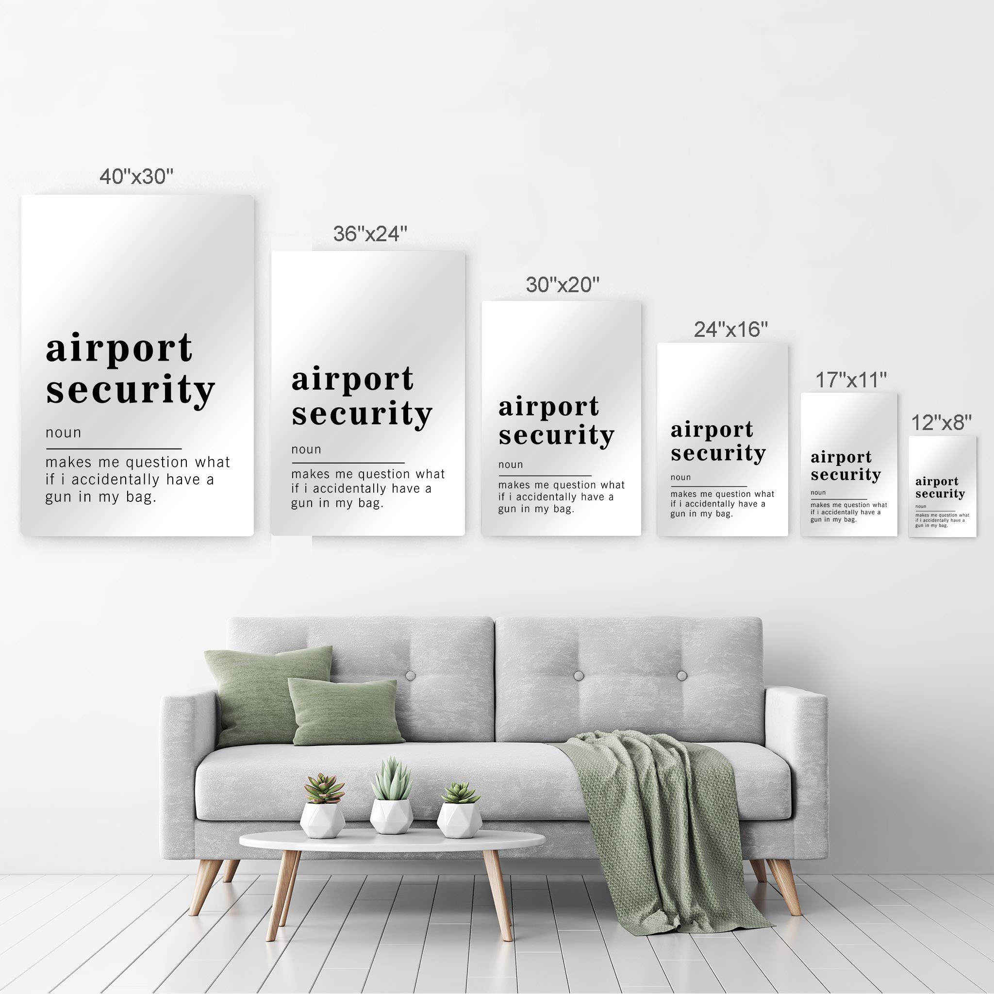 Funny Noun Dictionary Definition of Airport Security Metal Print - Inspirational Quote Wall Art for Living Room, Bedroom & Bathroom - Ready to Hang Home Decor (30x20 Inches) | Perfect for Travel Lovers & Humor Enthusiasts - Made in USA