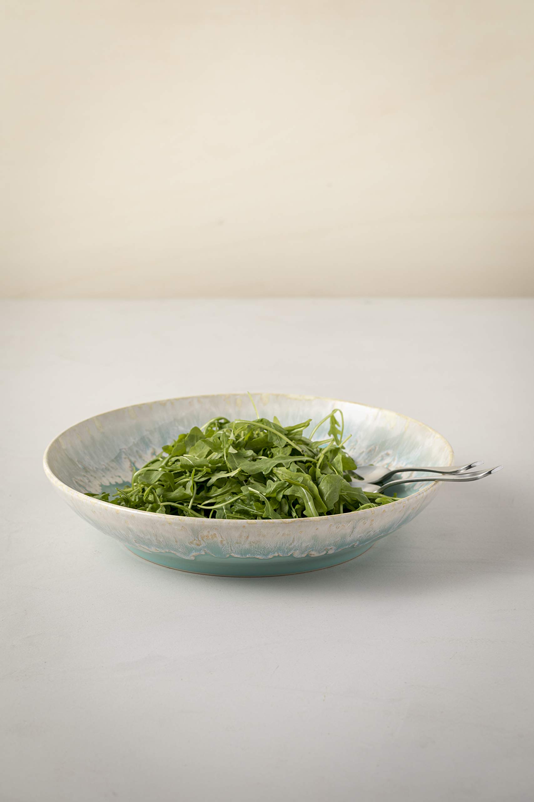Casafina 13-Inch Ceramic Pasta Bowl - Microwave & Dishwasher Safe, Food Safe Glaze, Taormina Collection in Aqua | Durable Stoneware Dinnerware for Restaurants, Family Dinners & Italian Cuisine Serving