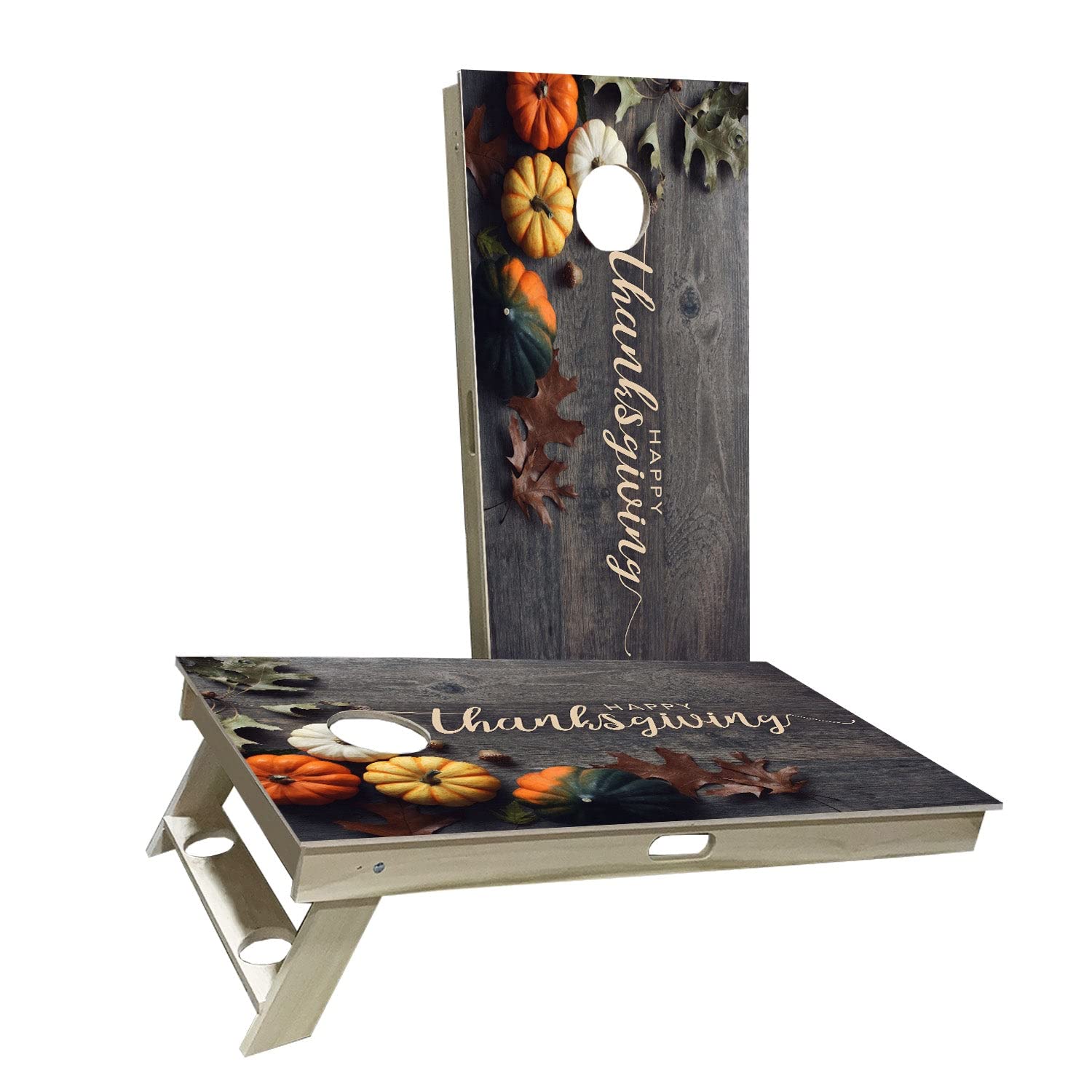 Skip's Garage Thanksgiving Dinner Cornhole Board Set - 2 Boards & 8 Bags - Custom Size & Accessories - Outdoor Lawn Games for Parties, BBQs & Holiday Gatherings