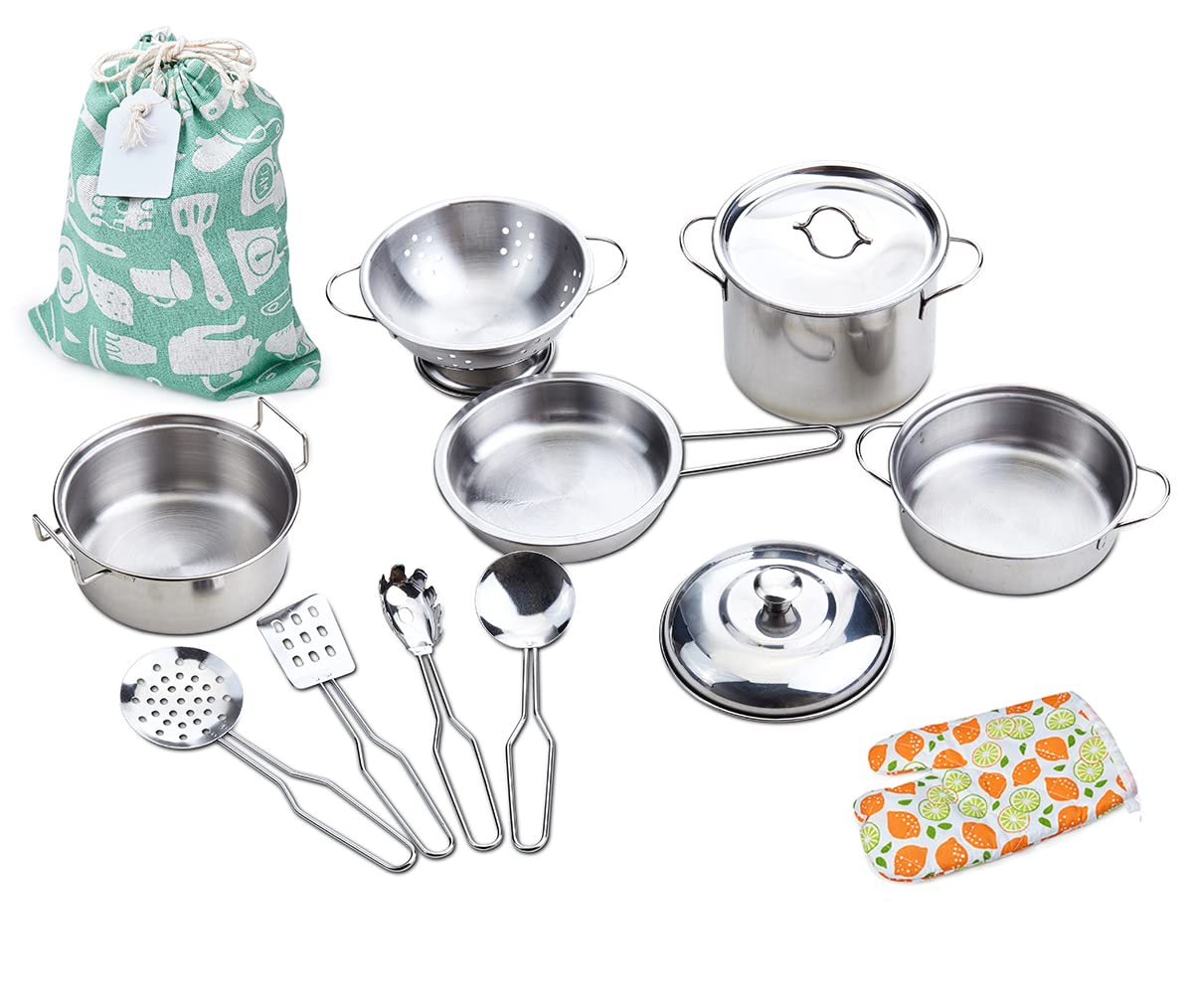 Stainless Steel Play Kitchen Set for Kids - Pretend Cookware Pots & Pans Toys with Cooking Utensils, Educational Toddler Toys for Ages 3+ | Perfect for Pretend Play, Role Playing & Early Childhood Development