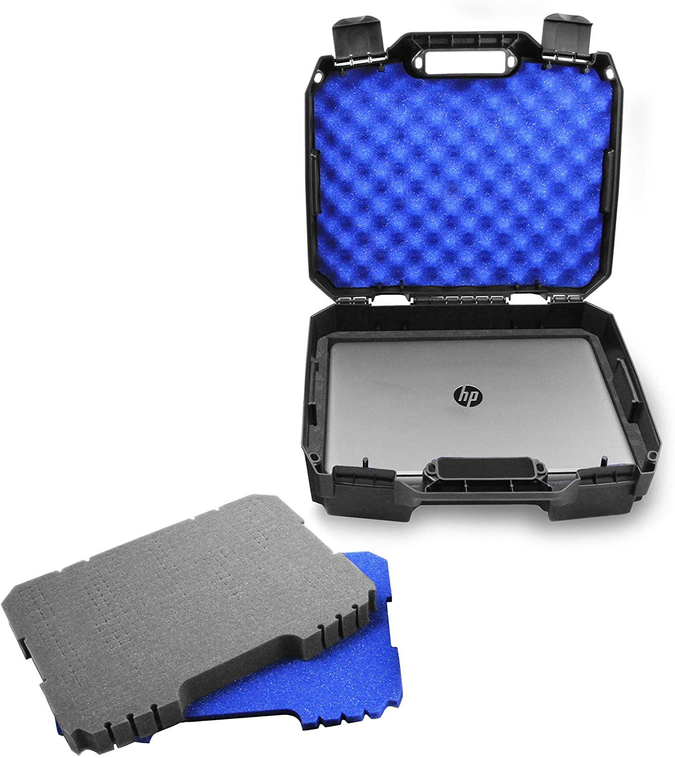 CASEMATIX 15.6 Inch Laptop Hard Case with Customizable Foam - Compatible with HP Elite Dragonfly, Pavilion, Envy 360 X360, Stream 14 - Protective Travel Storage for Business & School Use