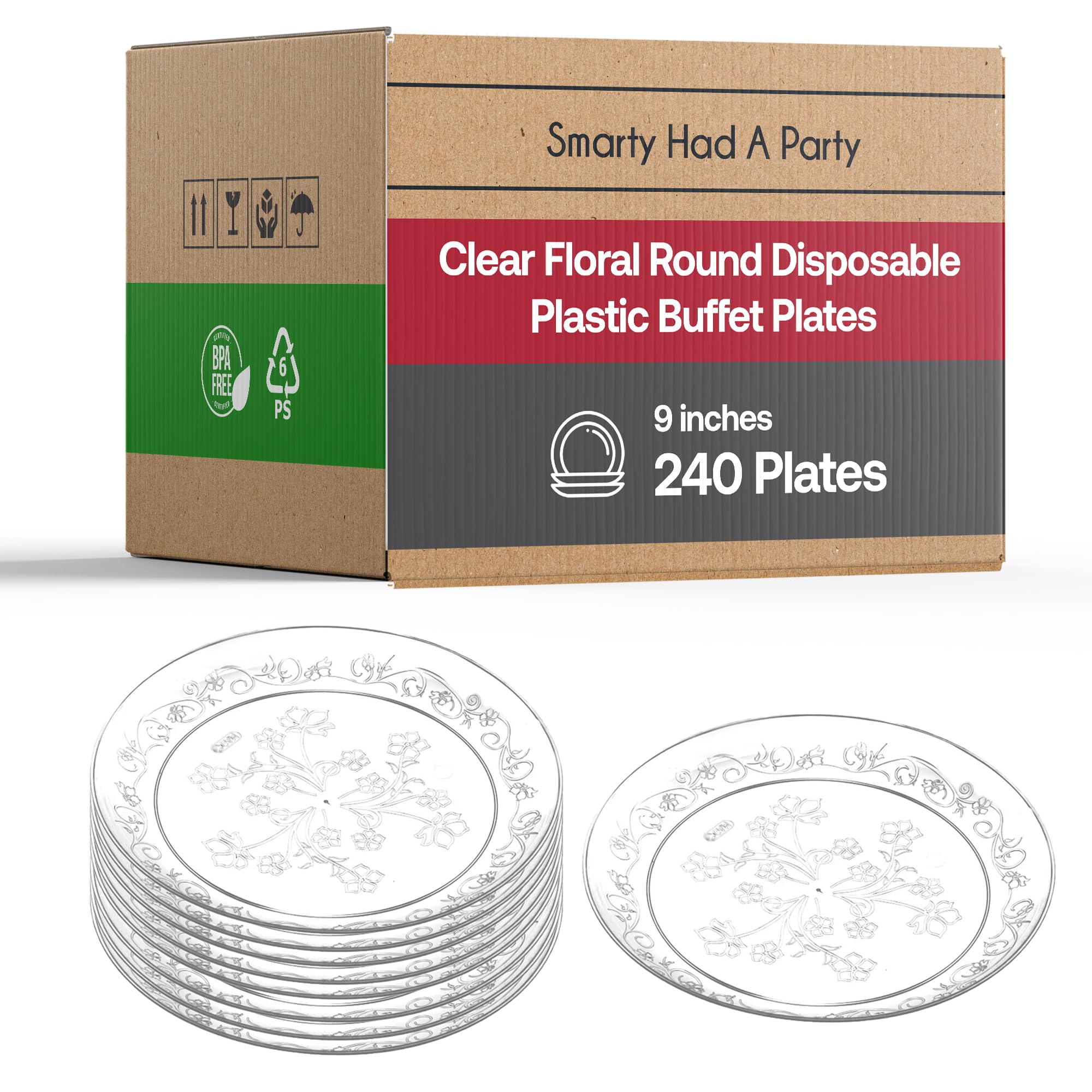 Elegant Disposable Plastic Lunch Plates 240 Pcs - 9.5
