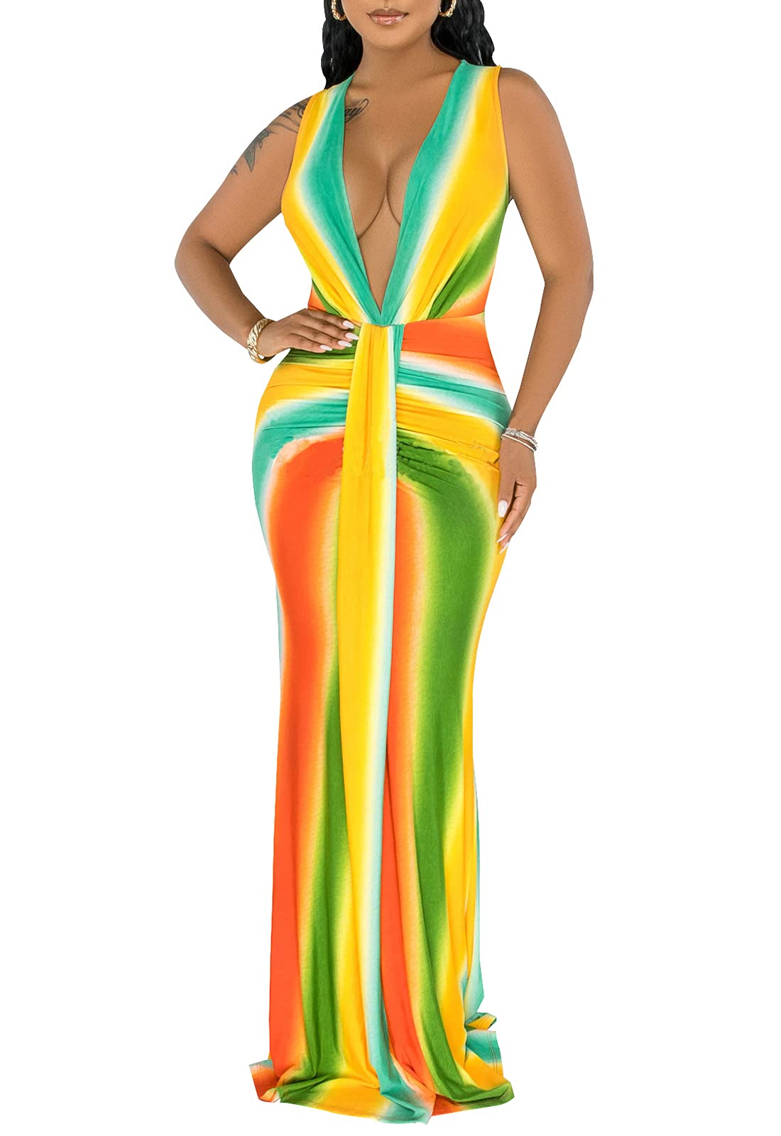 Women's Floral Strappy Backless Maxi Dress - Sexy Bodycon Evening Party Long Dress for Summer Weddings, Beach Vacations & Night Out