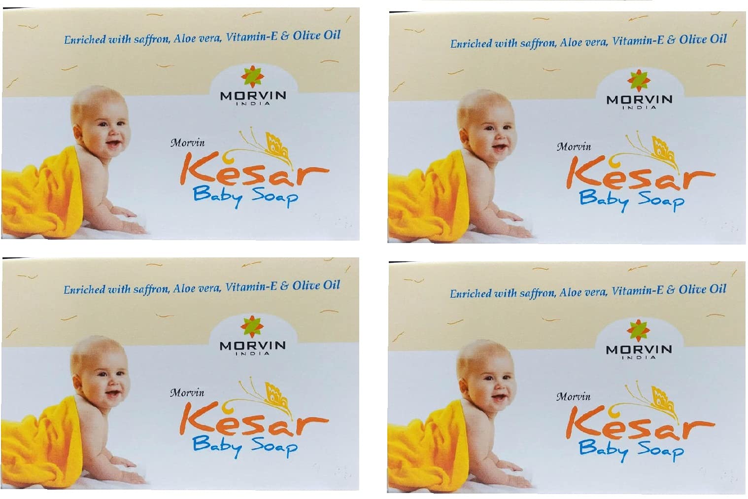 ZUULUZRS Morvin India Kesar Baby Soap with Saffron, Aloe Vera, Vitamin E & Olive Oil - Nourishing Bath Bar for Soft Skin - Perfect for Baby Care & Sensitive Skin