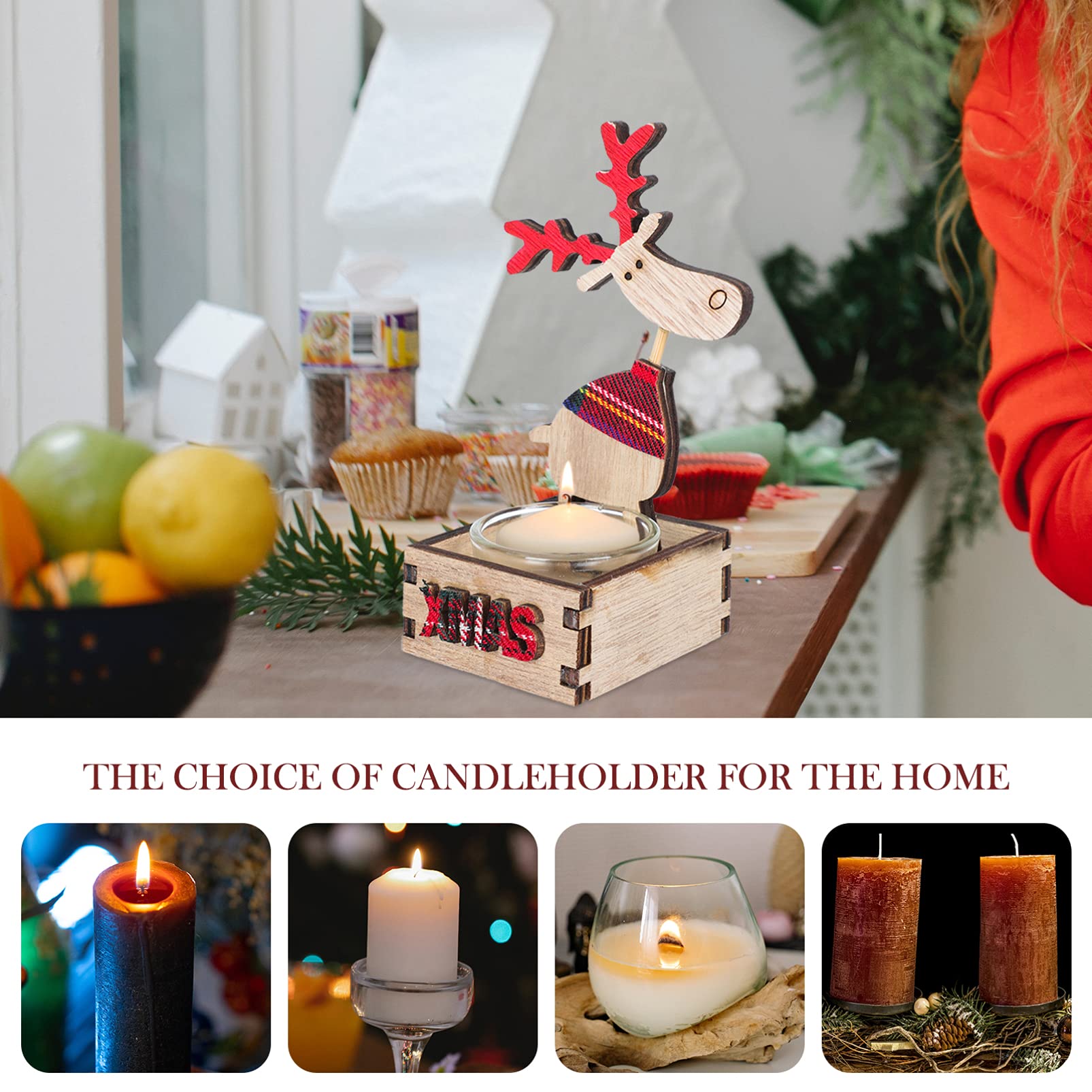 OSALADI 2-Pack Wooden Candle Holders - Elegant Farmhouse Wedding Candlesticks for Romantic Decor, Christmas Pillar Candles & Home Centerpieces - Perfect for Weddings, Holidays, and Cozy Farmhouse Decor