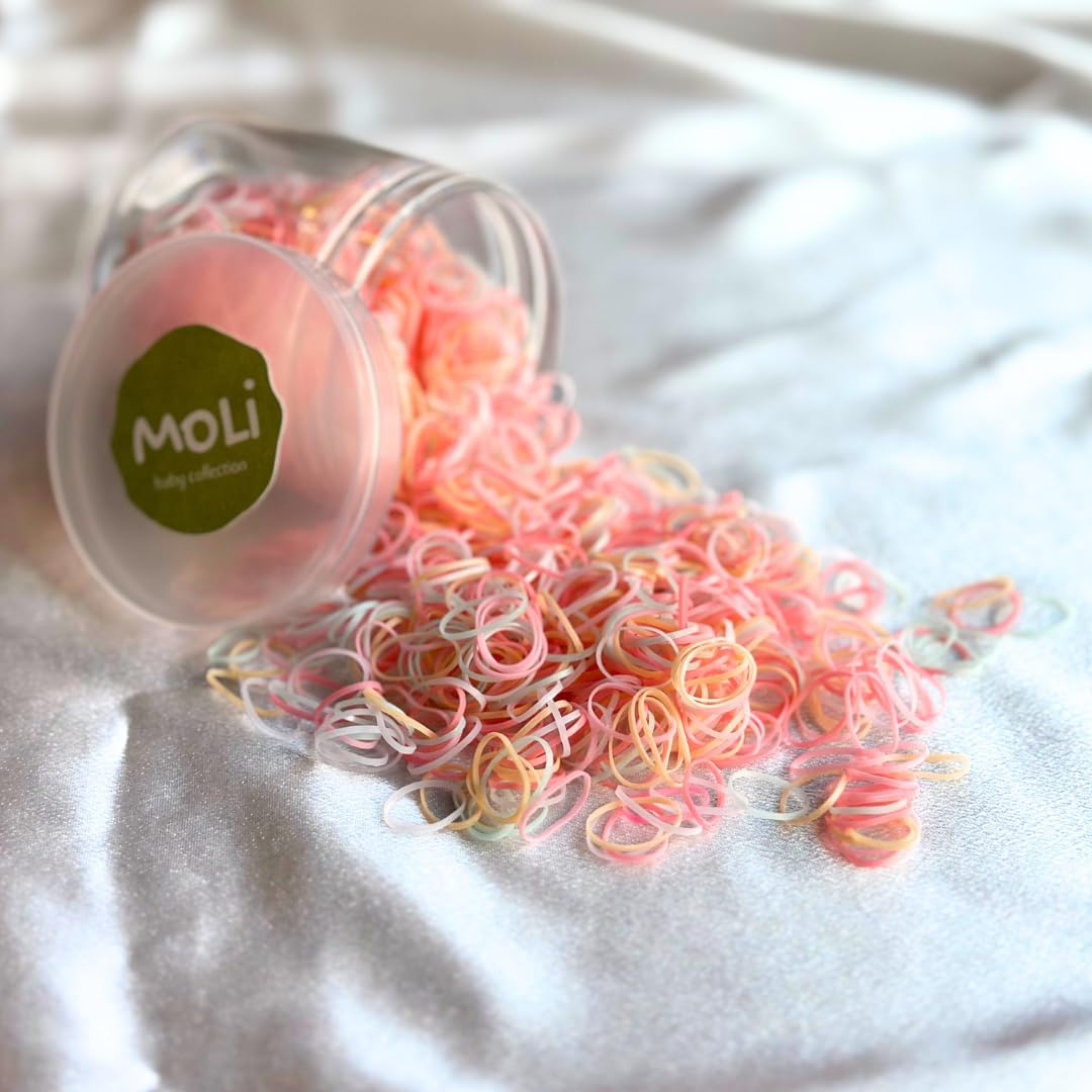 1500pcs Baby Hair Elastics - Soft Rubber Bands for Toddler Girls (Pink) | Gentle Hair Ties for Thin Hair