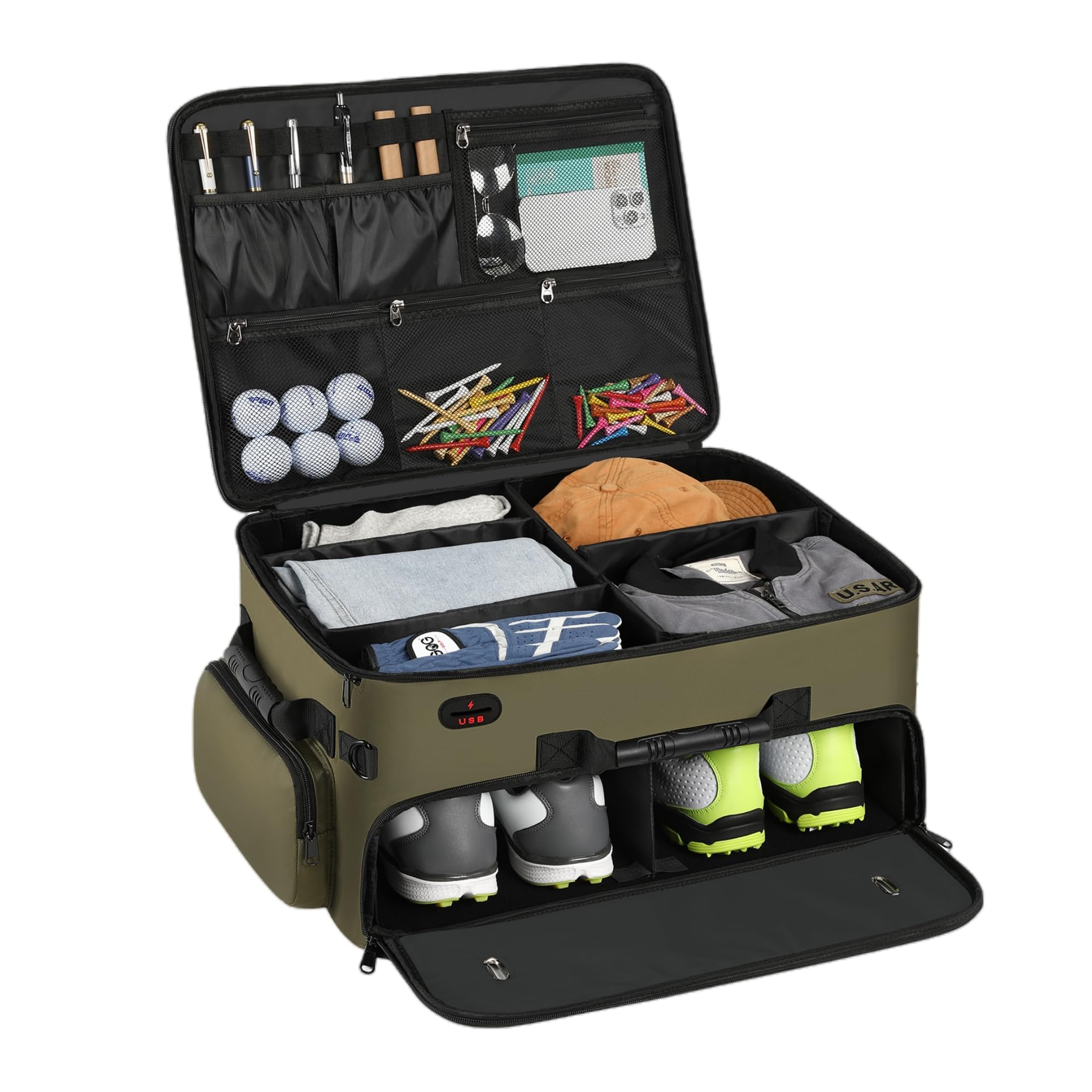 Mogplof Extra Large 2 Layer Golf Trunk Organizer - Water-Resistant Car Storage for Golf Shoes, Balls, Tees & Accessories (20