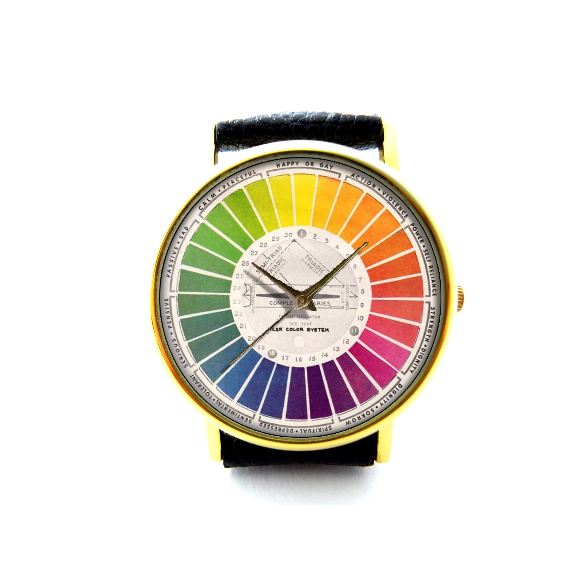 Color Wheel Watch - Handmade Genuine Leather Bracelet Watch for Men & Women | Stylish Fashion Accessory for Daily Wear, Office & Casual Outings