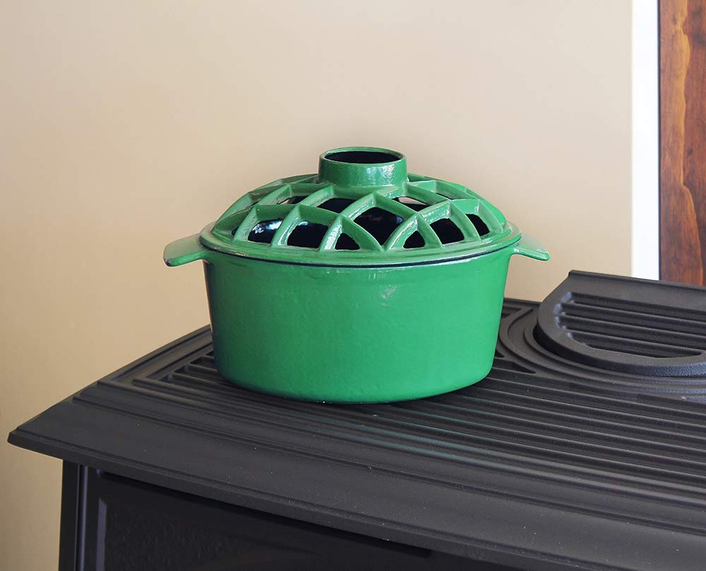 2.2 qt Enamel Woodstove Steamer with Lattice Top - Durable Cast Iron Pot for Cooking, Steaming & Serving - Perfect for Soups, Stews & Holiday Meals