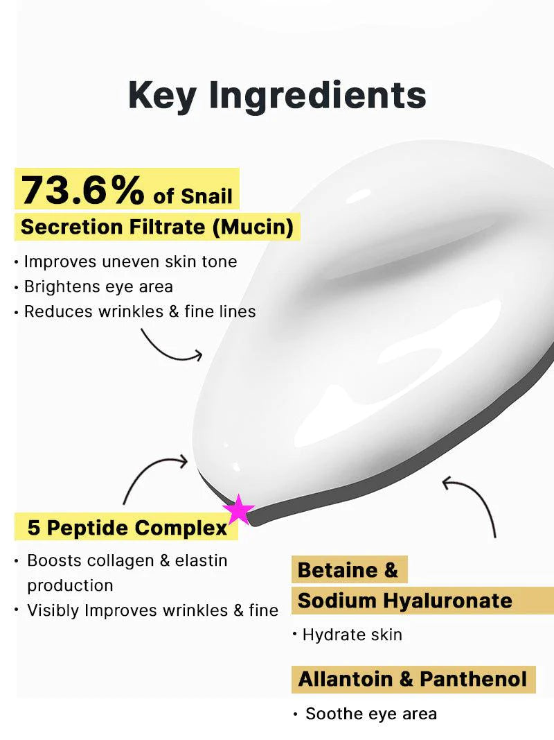COSRX Advanced Snail Peptide Eye Cream 25ml - Anti-Aging, Dark Circle & Wrinkle Treatment - Hydrating Under Eye Cream for Men & Women - Perfect for Night Routine & Travel Skincare