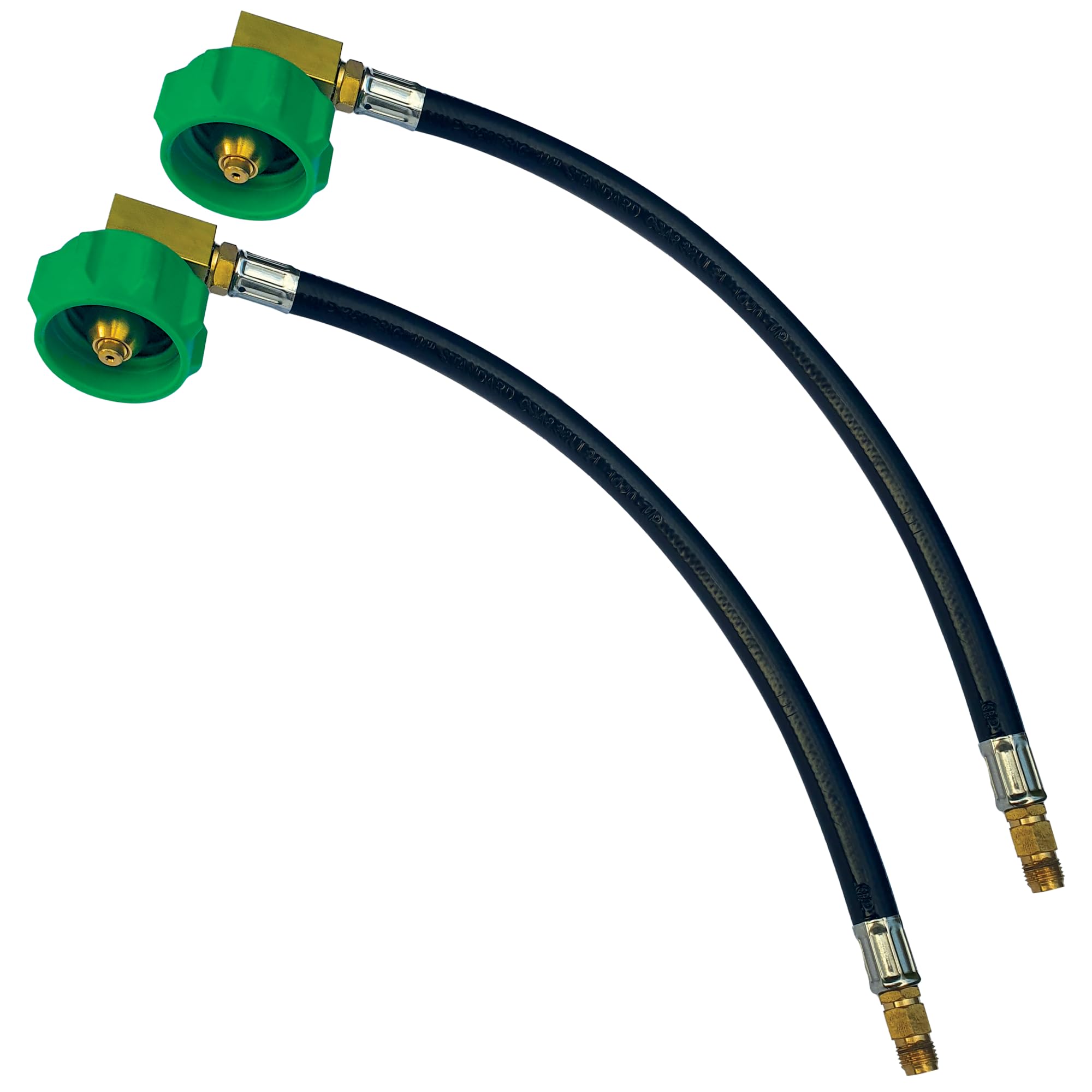 GasGear by GasStop RV 90 Degree Propane Pigtail Hose - 12 Inch Camper Tank Hose with 1/4 Inverted Flare for 2 Stage Regulator | Durable Rubber LP Gas Hose Connector (2-Pack) | Perfect for RV, Camper & Travel Trailer Propane Systems