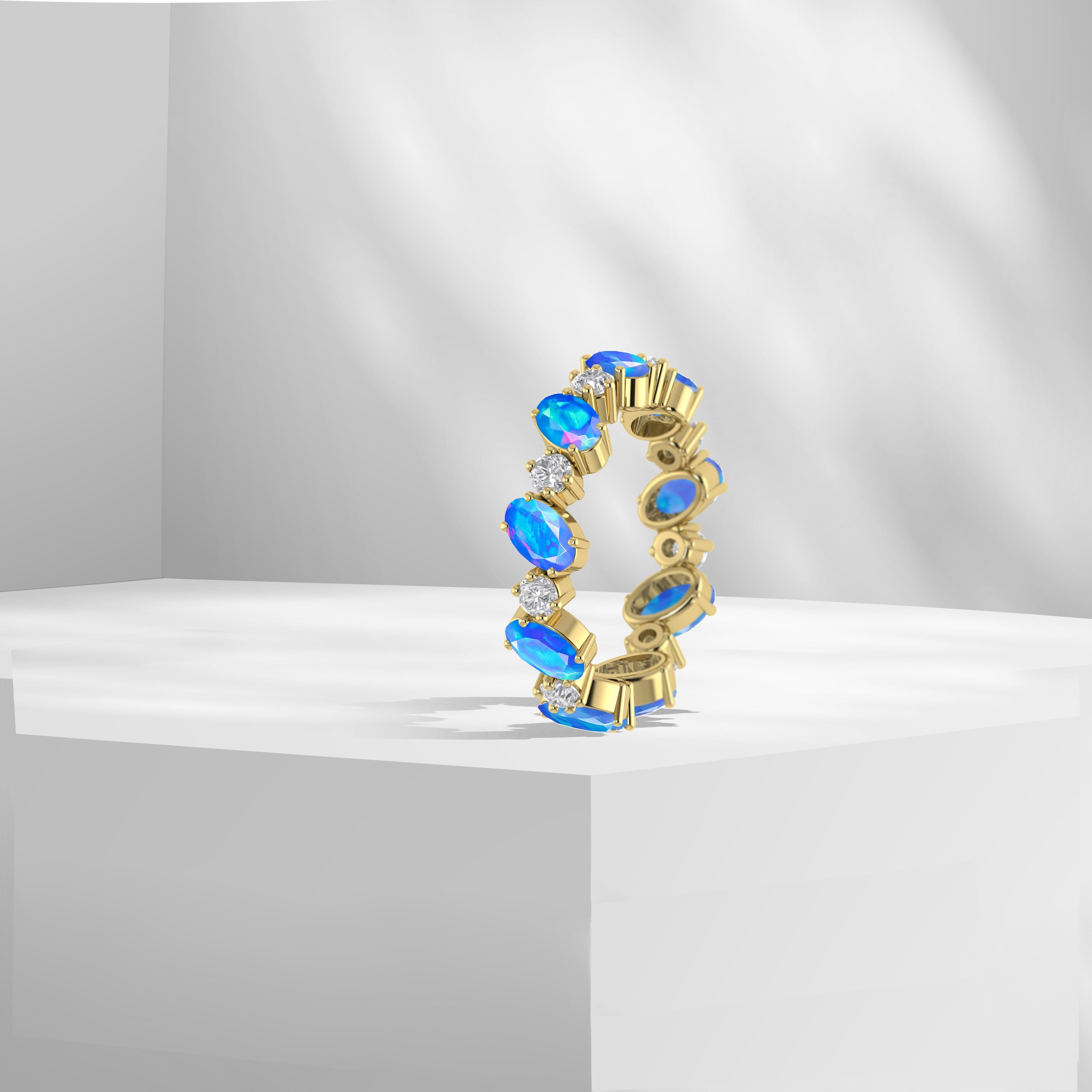 White Fire Oval Faceted Opal Ring for Women – Elegant Sterling Silver Jewelry for Everyday Wear, Gift Giving & Special Occasions