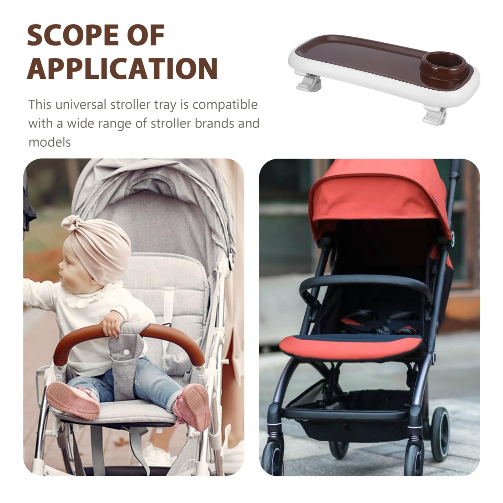 ANDRESLAD Stroller Tray with Cup Holder - ABS Snack & Food Tray for Baby Strollers - Perfect for Coffee, Snacks, and On-the-Go Meals