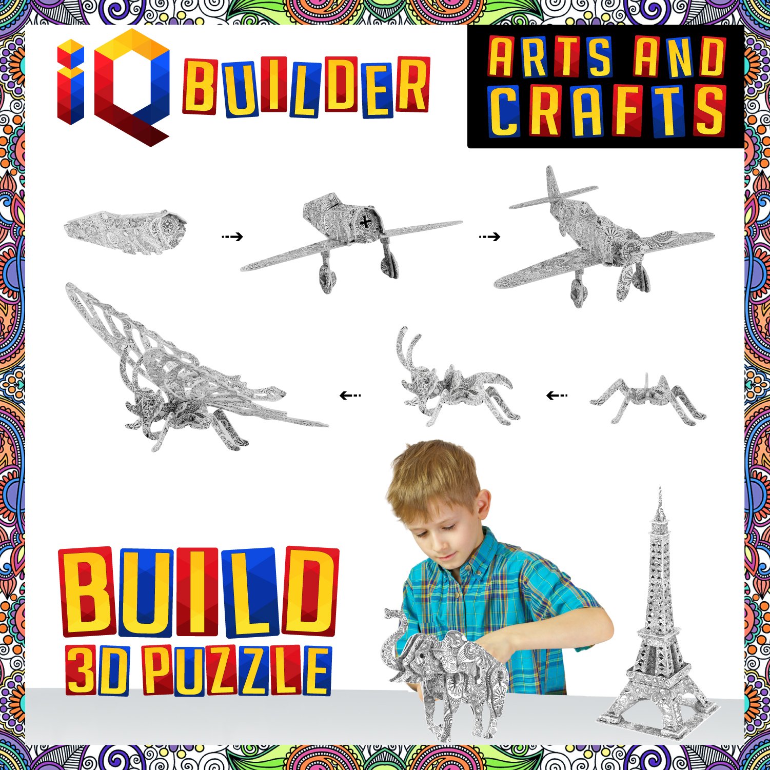 Fun Creative DIY Arts and Crafts Kit - Best Educational Toy Gift for Boys & Girls Ages 12+ | 3D Puzzle Painting & Building Project Set for Kids, Teens & Adults | Perfect for Birthday Parties, Classroom Activities & Family Bonding Time