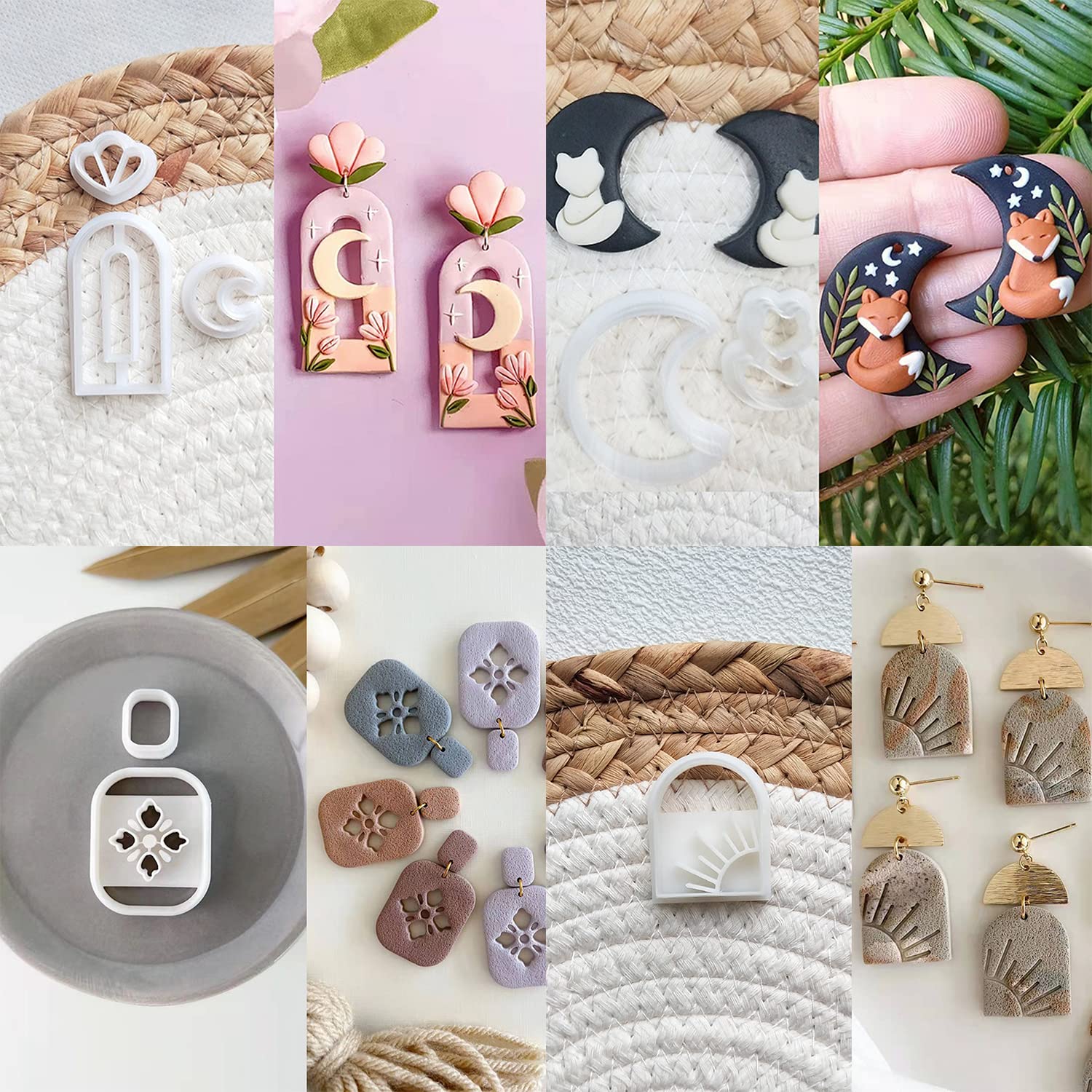 4-Piece Polymer Clay Cutters Set for Earring Making, DIY Jewelry, Cookie Cutter Molds - Perfect for Handmade Crafts, Art Projects & Gift Making (4pcs-49)
