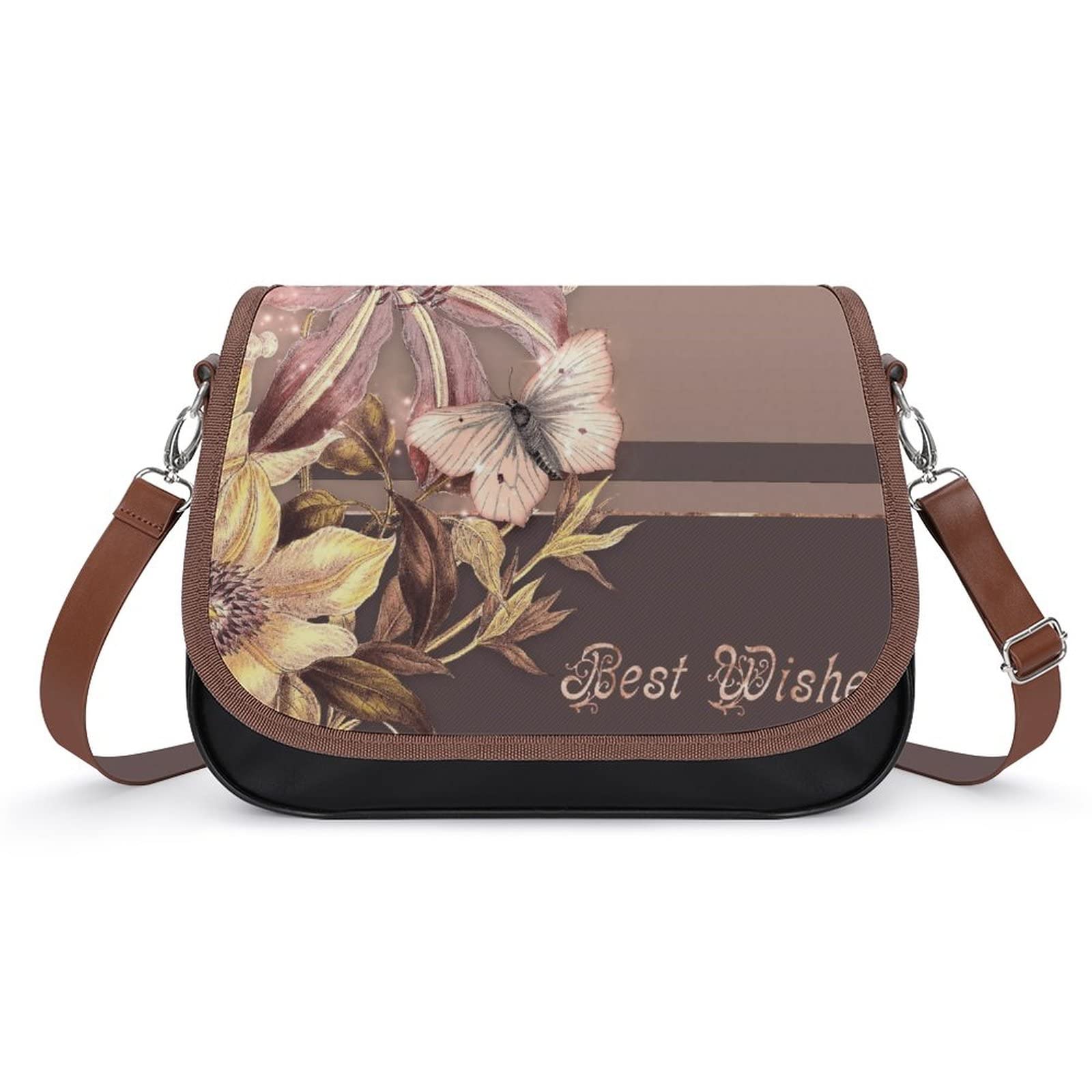Women's Medium Crossbody Bag - Floral Printed Shoulder Messenger Purse - Stylish Designer Satchel for Everyday Use, Travel & Work